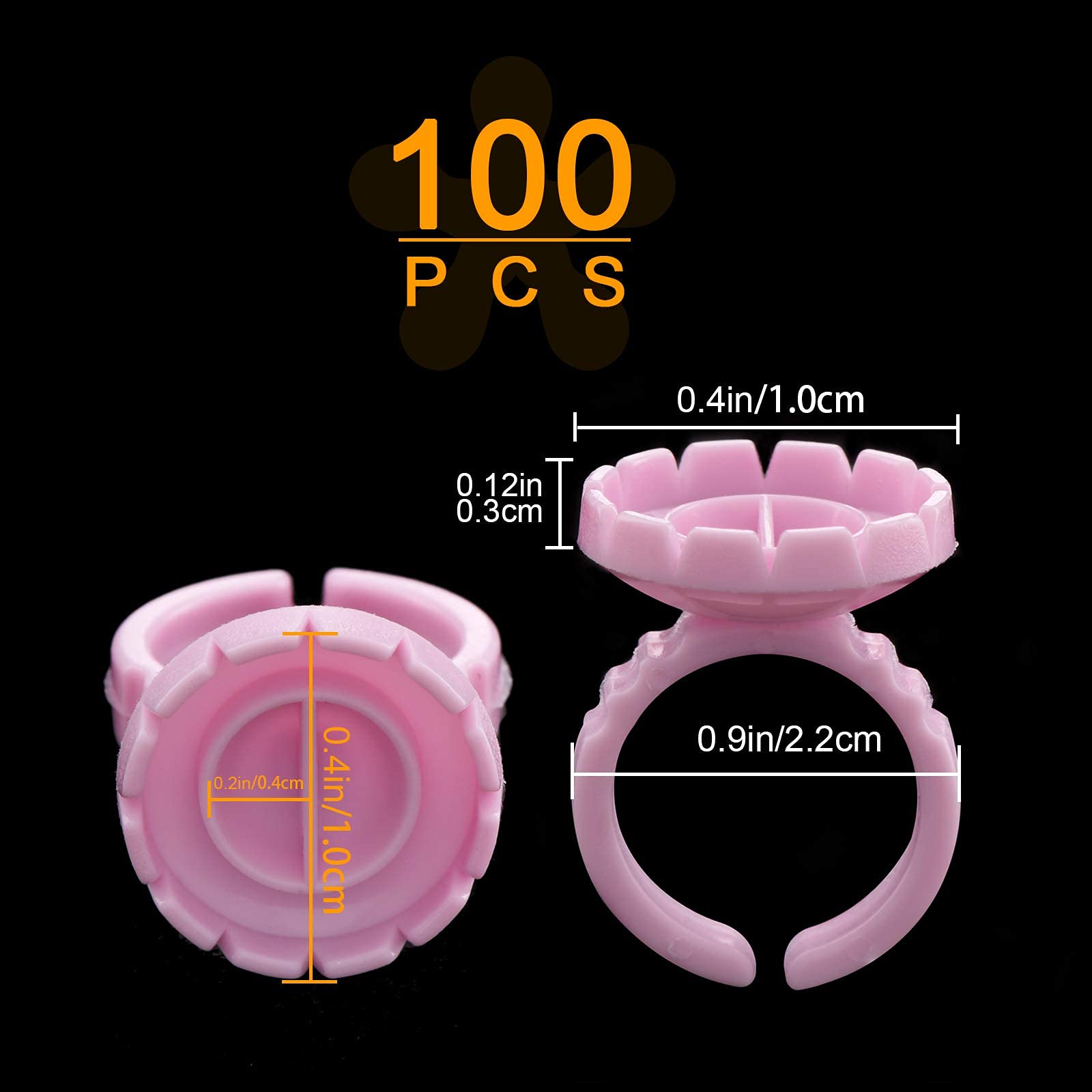 100PCS Eyelash Extension Glue Rings & Lash Glue Holder - Professional Volume Lashes Fan Making Tool - Lash Extension Supplies for Salon & Home Use - Perfect for DIY Eyelash Artists & Beginners