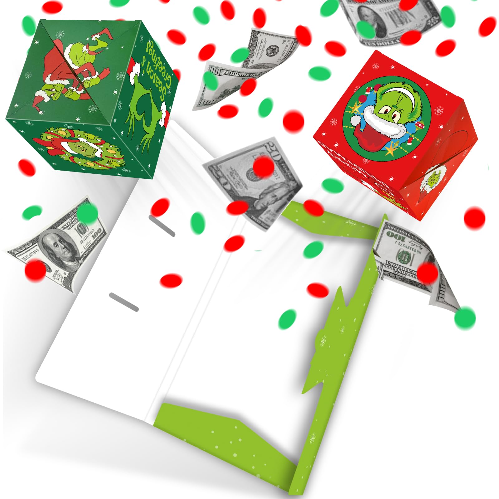 Christmas Money Explosion Gift Box - Pop Up Card with Confetti for Kids & Adults | Fun Cash Gift for Holidays