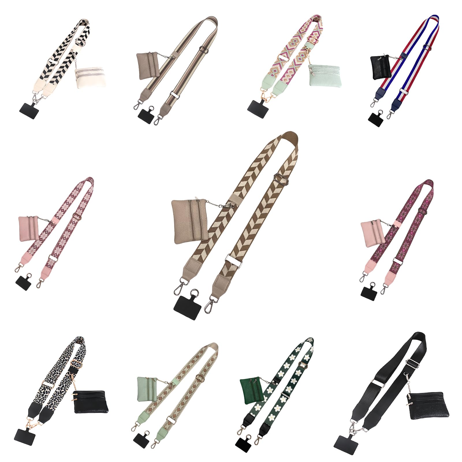 Adjustable Crossbody Phone Lanyard with Zippered Wallet Pouch - Clip & Go Strap for Smartphones - Perfect for Travel, Shopping & Hands-Free Convenience (Khaki-2)