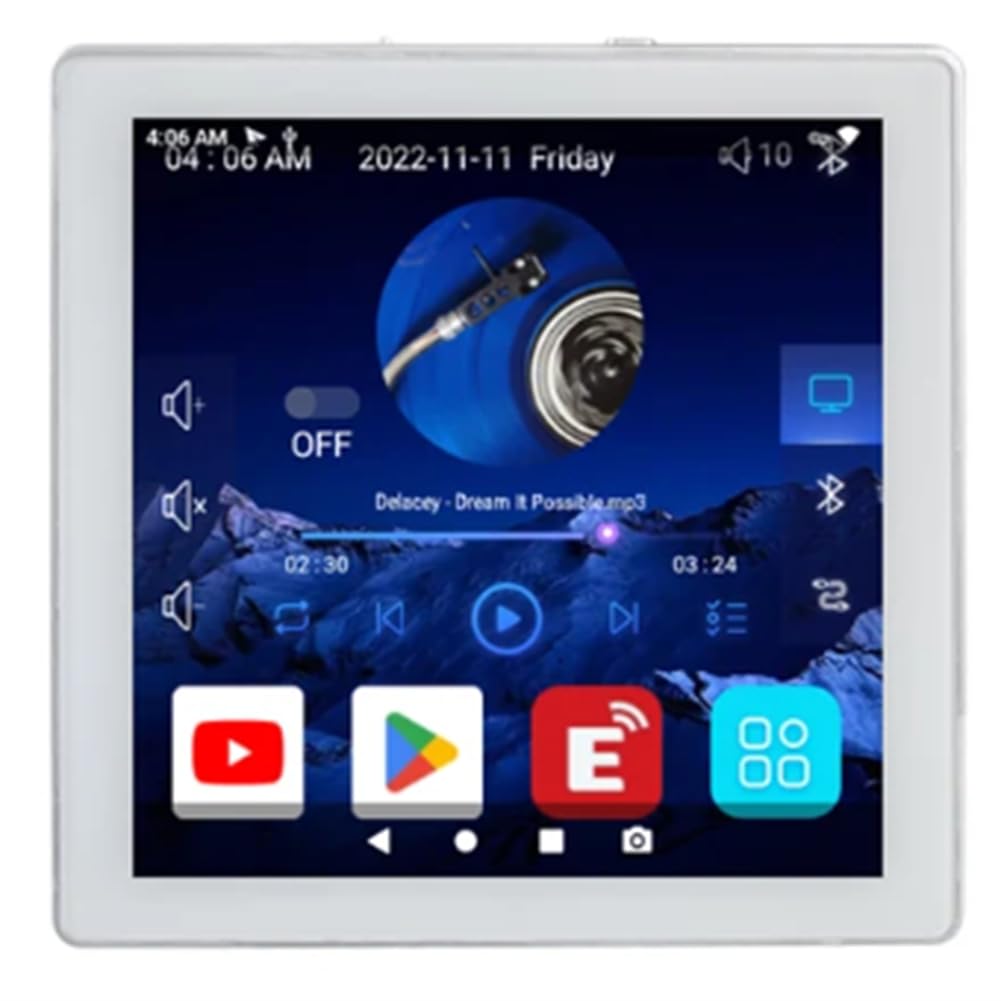 iFutniew Mini 8 Ohm Bluetooth Amplifier - 4x25W Stereo Home Theater System with Android 10.0, WiFi & Bluetooth - White Wall Mountable Amp for Background Music & Multi-Room Audio