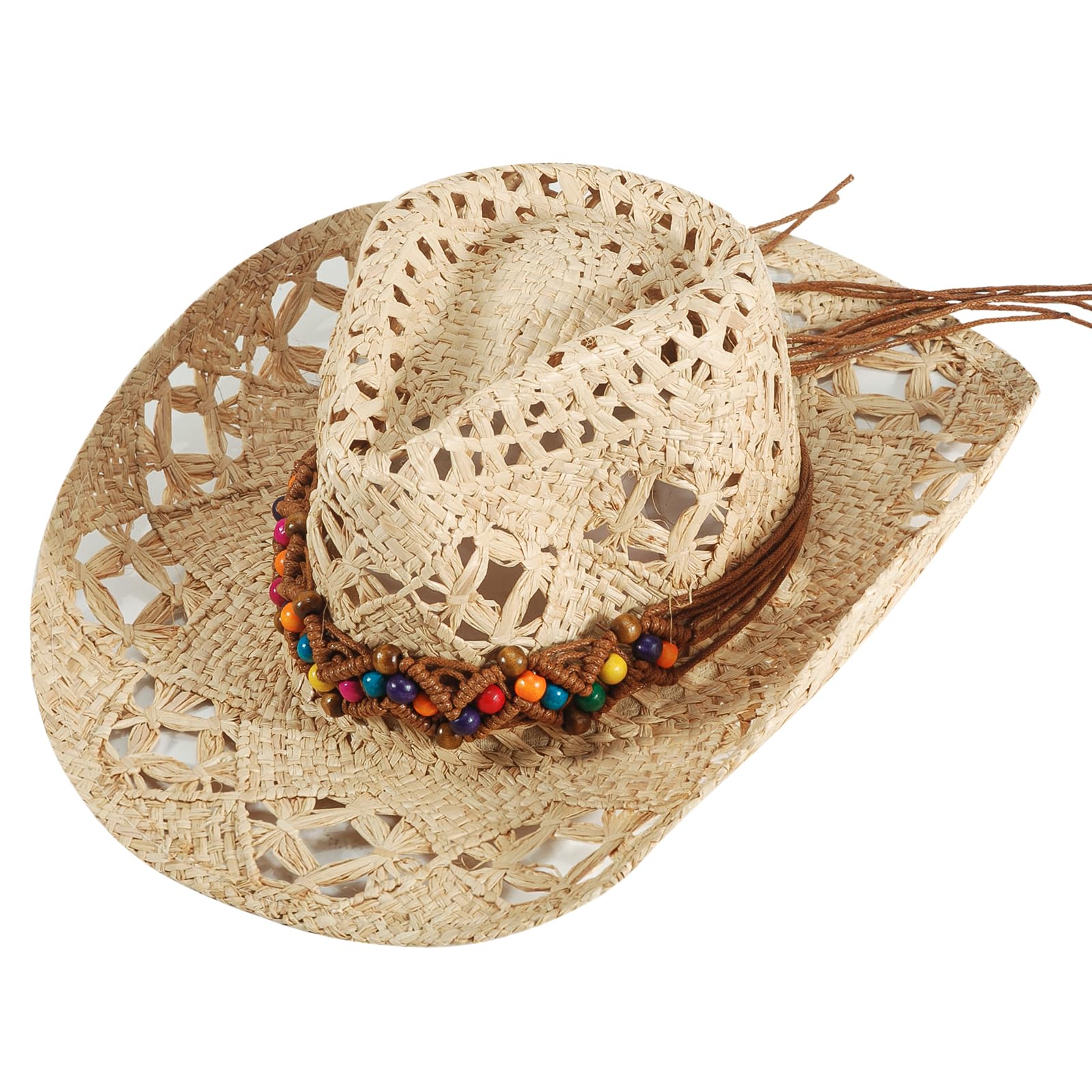 Stylish Women's Straw Cowboy Hat - Adjustable Wide Brim Sun Hat for Women & Men | Western Cowgirl Beach Hat for Summer Vacation, Travel, Outdoor Activities & Country Music Festivals