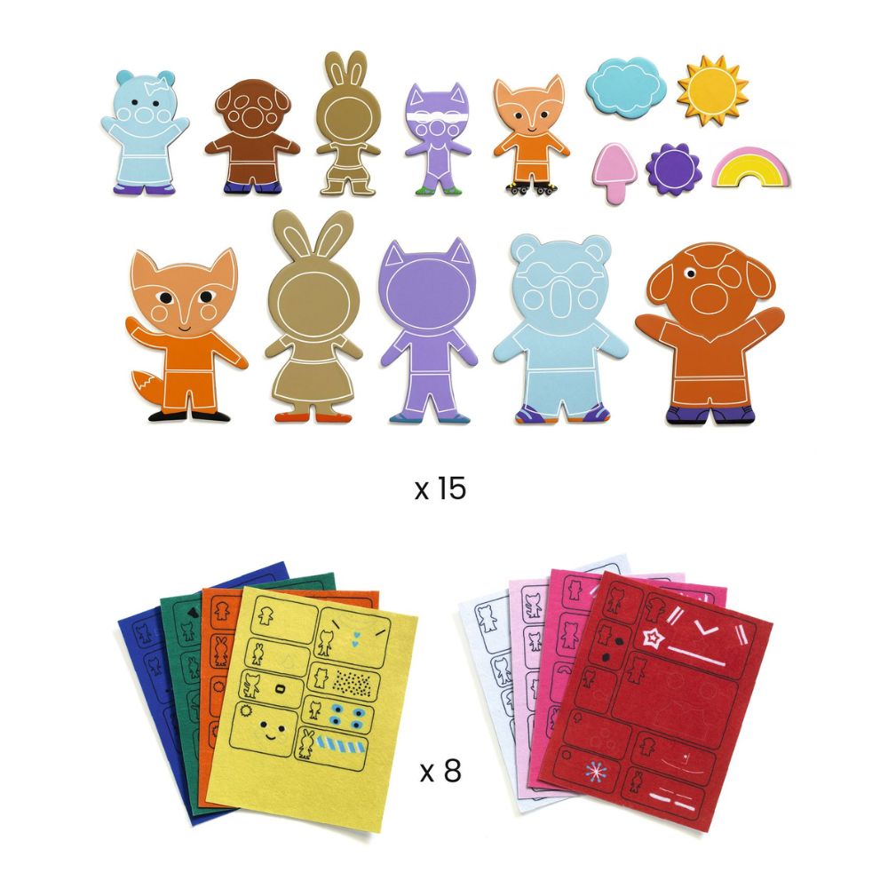 DIY Funky Family Magnetic Decor Kit - 15 Decorative Magnets for Fridge, Locker & Home Organization - Creative Craft for Kids & Adults