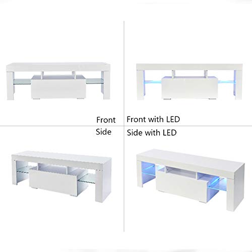 Modern Simple TV Stand with LED Lights, Entertainment Center Console Table for Living Room - Holds Up to 51
