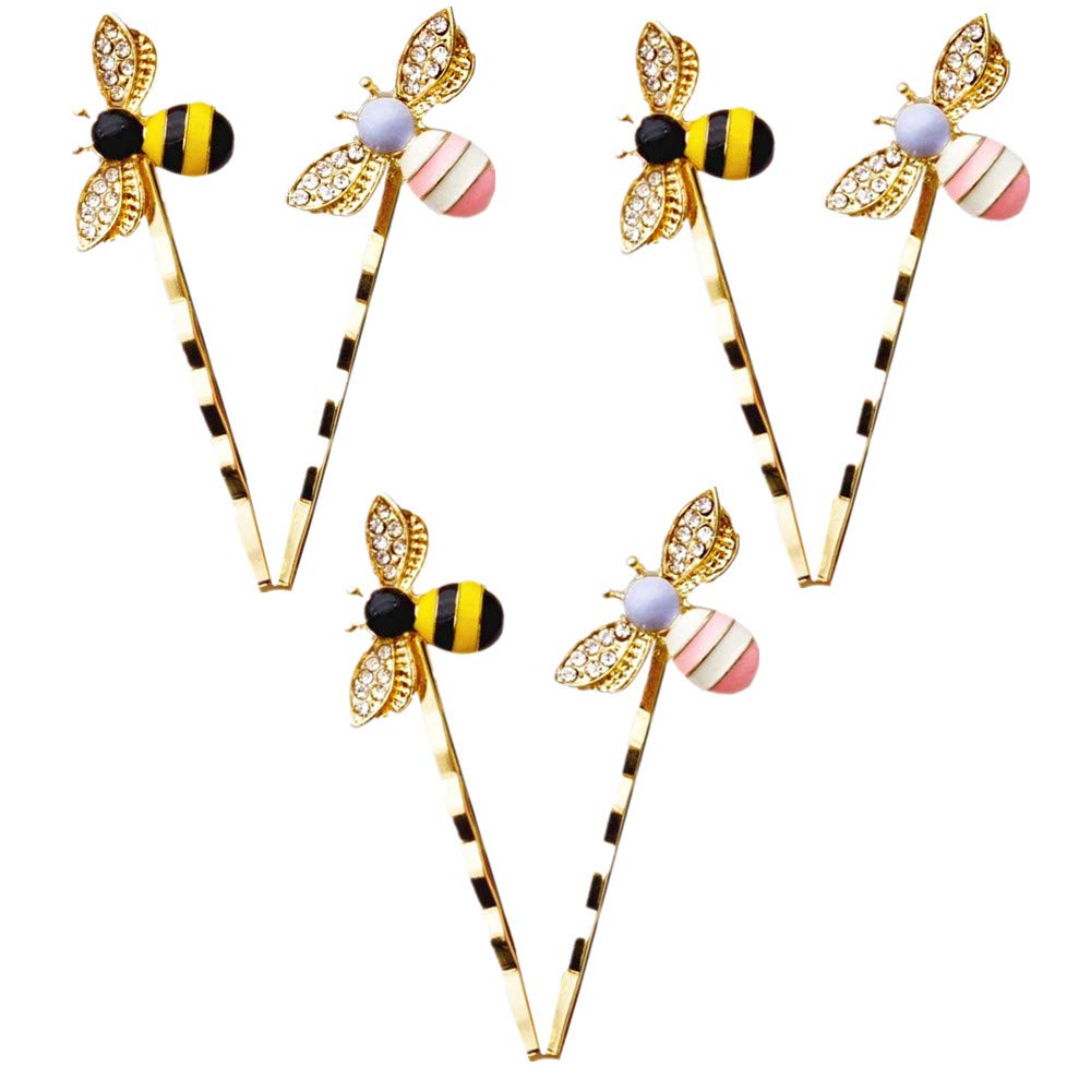 6 Pcs Cute Bee Hair Clips - Decorative Metal Hair Pins for Women & Girls, Curved Hair Grips for Short & Long Hairstyles - Perfect for Daily Wear, Parties & Weddings