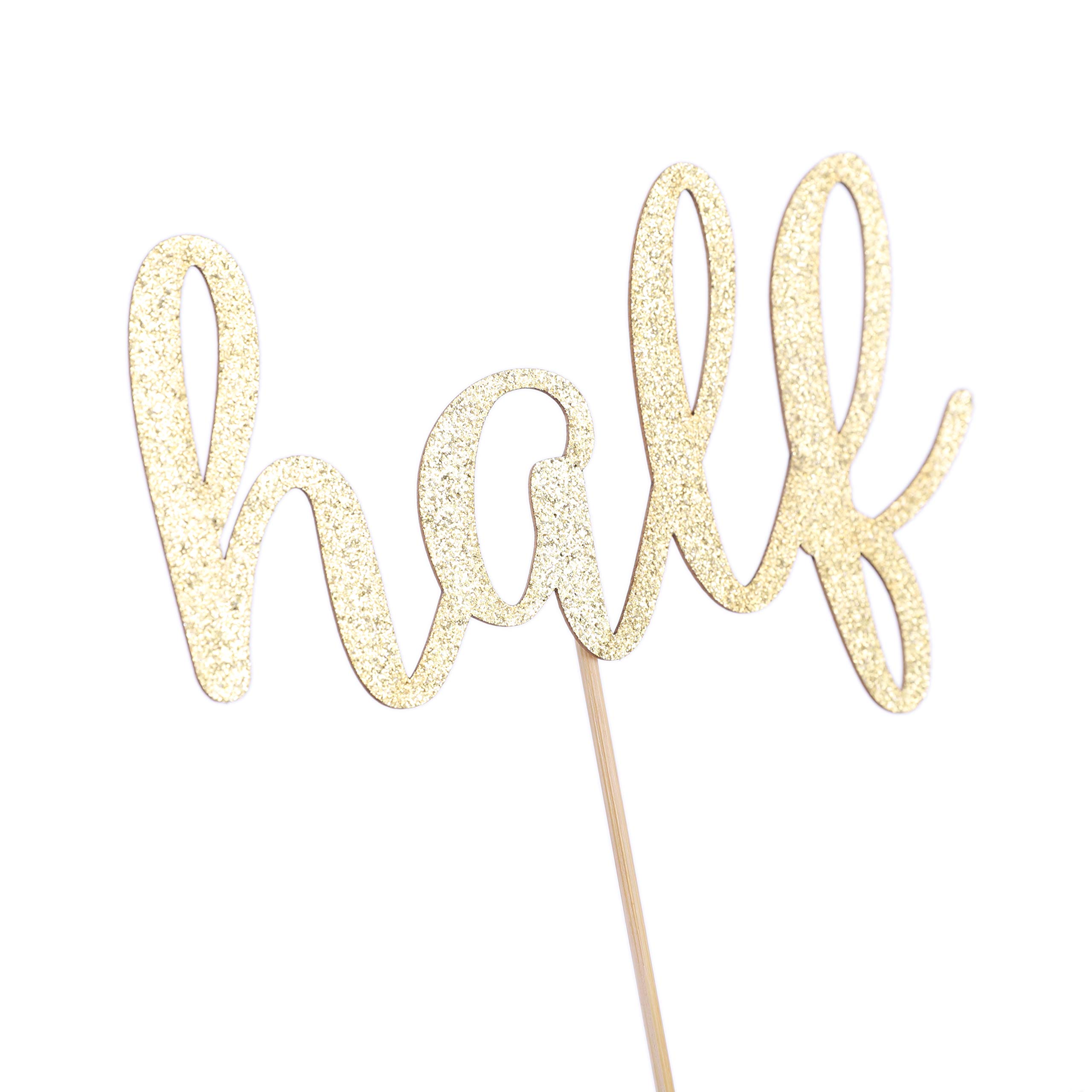 WAOUH Golden Glitter Half Cake Topper (1/2) - Personalized Birthday Cake Decoration, Party Photo Booth Prop - Perfect for Half Birthday Celebrations, Gender Reveals & Anniversary Cakes