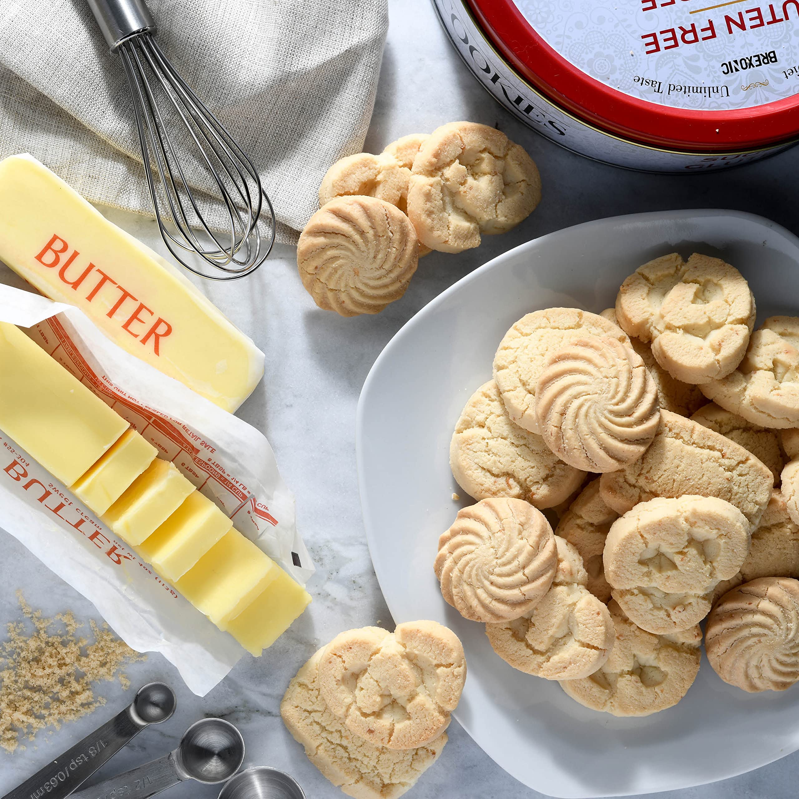 Gluten Free Sugar Free Butter Cookies - 36 Count Traditional Danish Shortbread Cookies, Diabetic Friendly Snacks - Premium Assorted Cookies for Gifts & Tea Time (11oz, 1 Pack) - Perfect for Holiday Gifts, Afternoon Tea & Keto Diet Snacking