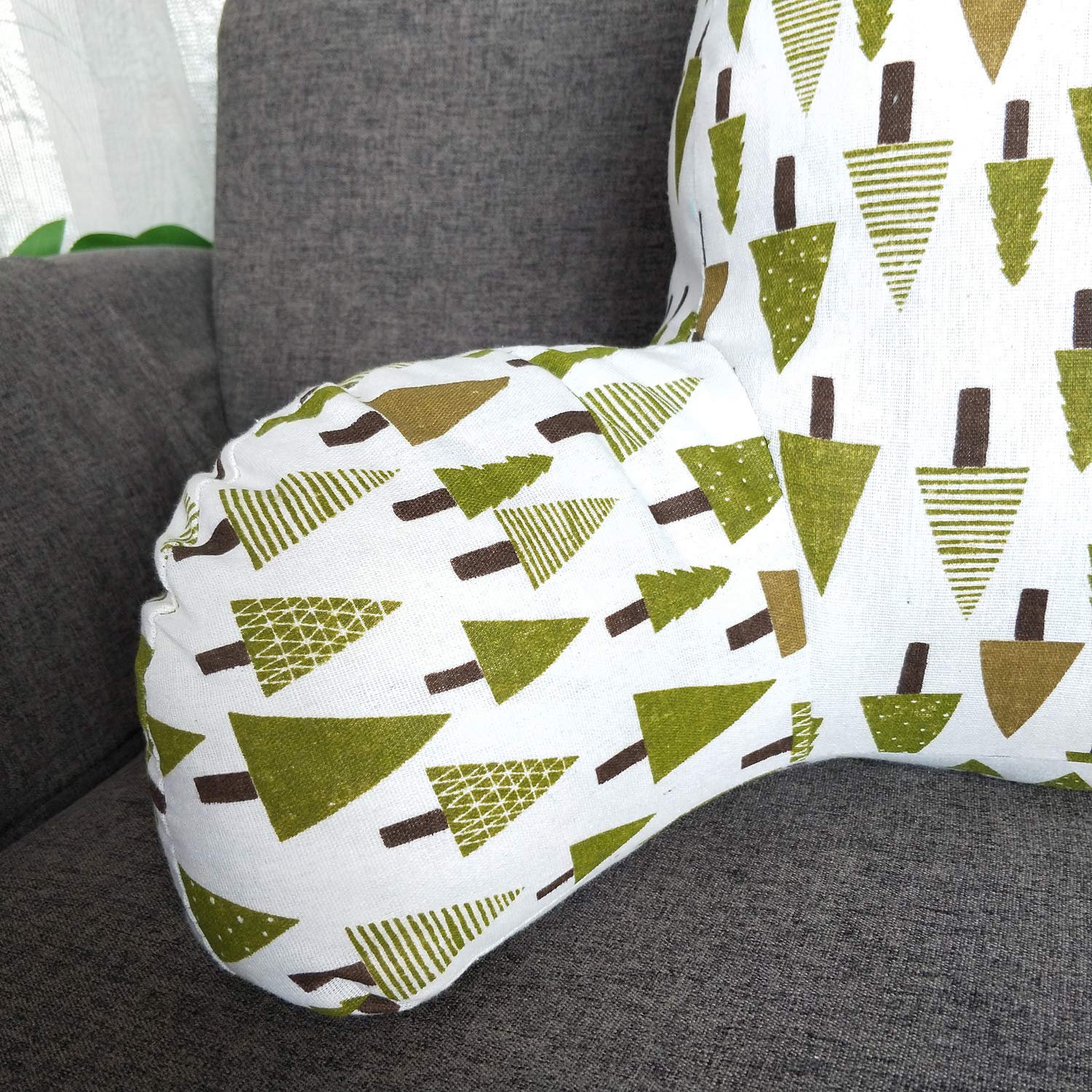 Bohemian Printed Reading Pillow with Support Arms - Soft Bed Rest Pillow for Back Support - Comfortable Cushion for Kids & Adults Reading, Watching TV, or Sitting Up in Bed (20×15×8 Inches, Tree Design) - Perfect for Cozy Reading Nooks, Dorm Rooms & Family Movie Nights