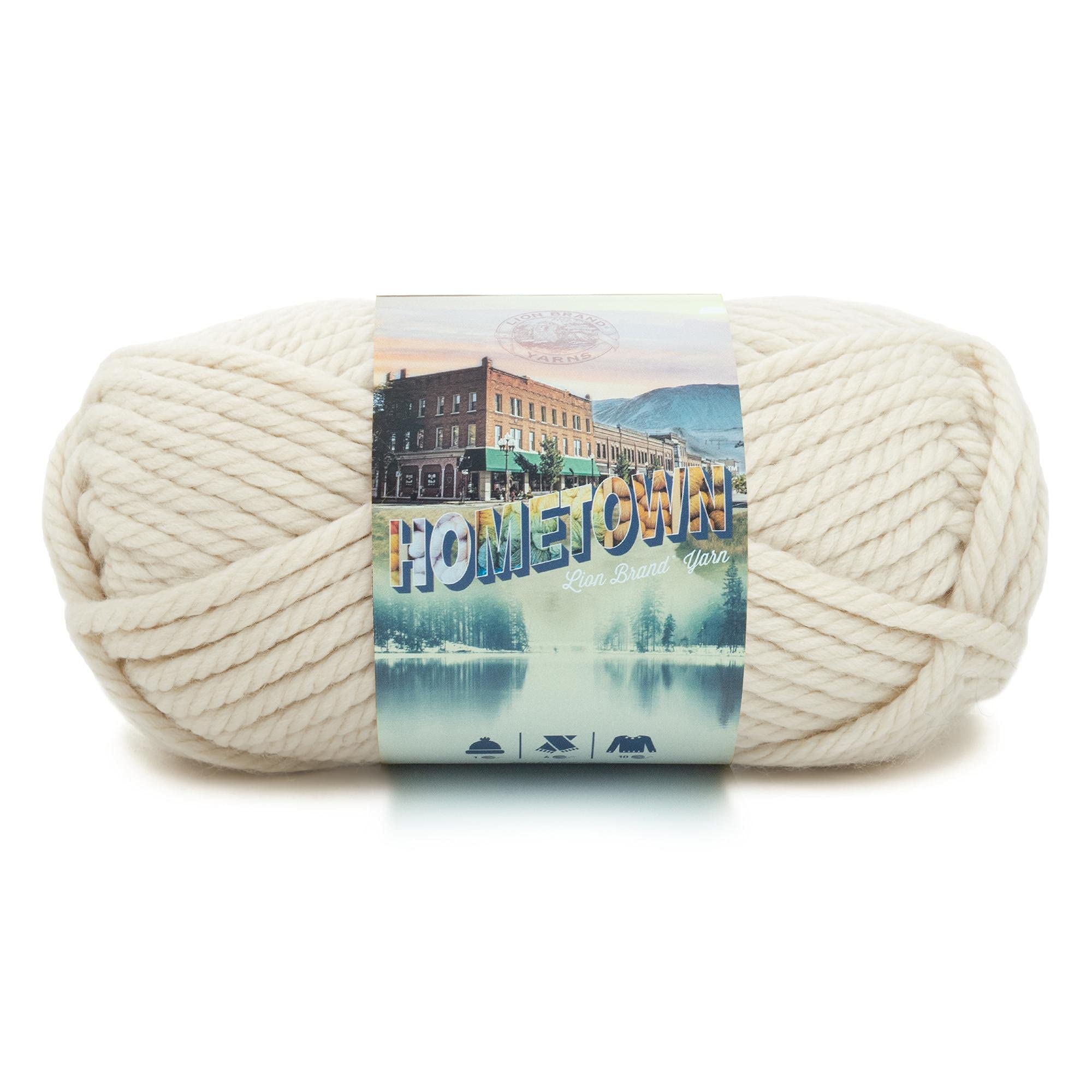 Lion Brand Yarn Hometown Super-Bulky Yarn for Knitting, Crocheting & Crafting - 1 Pack (Houston Cream) | Perfect for Blankets, Scarves & Winter Accessories