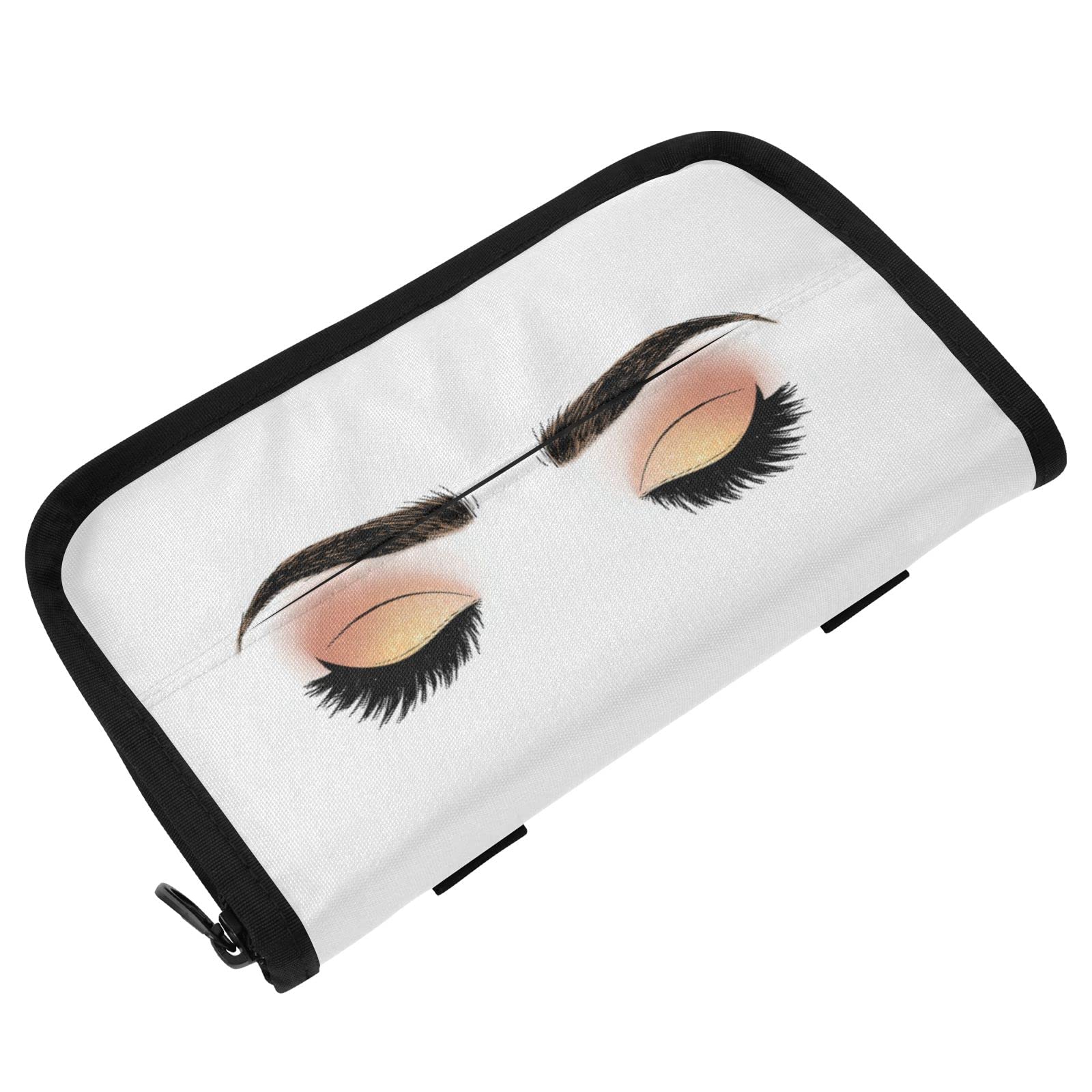Pale Rose Pink & Gold Glitter Eyeshadow Car Tissue Holder - Nylon Sun Visor Napkin & Mask Dispenser - Includes Tissue Refill - Perfect for Makeup Lovers & Car Organization