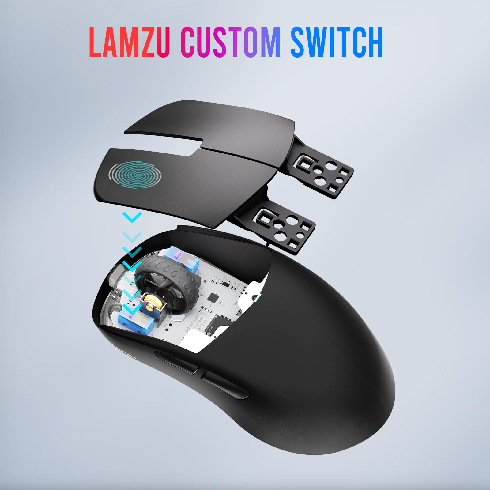 Lamzu Atlantis Mini 4K Wireless Gaming Mouse - Ultra Lightweight 51g, 26000 DPI, Symmetrical Design, Mechanical Switches, Silver TTC Encoder, PAW3395 Sensor, Nordic 52840-4k Dongle - Perfect for FPS, MOBA & Esports Gaming