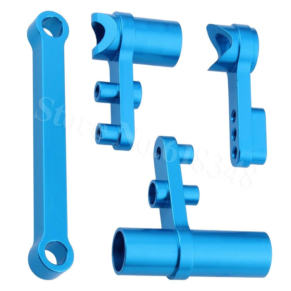 Upgrade Aluminum Steering Servo Saver Complete Set 02025 & 02075 for 1/10 RC Car - Compatible with Exceed Models (Blue) | High-Performance Replacement Part for Off-Road Racing and Drifting