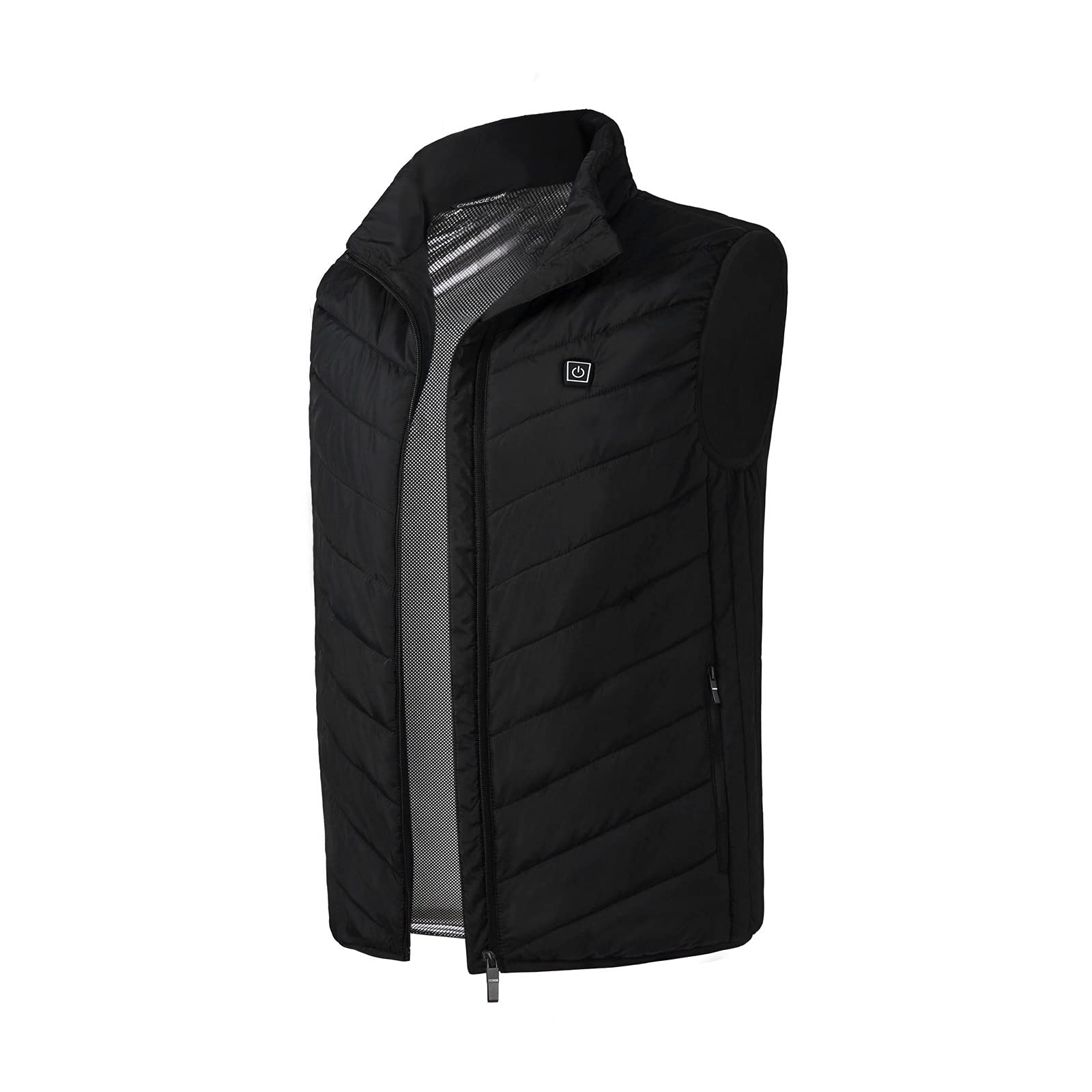 USB Heated Vest for Men & Women - Smart Electric Warming Jacket with Cotton Lining - Winter Abdominal & Back Heating - Black Zip Up Unisex Design - Perfect for Outdoor Sports, Hiking & Cold Weather Activities