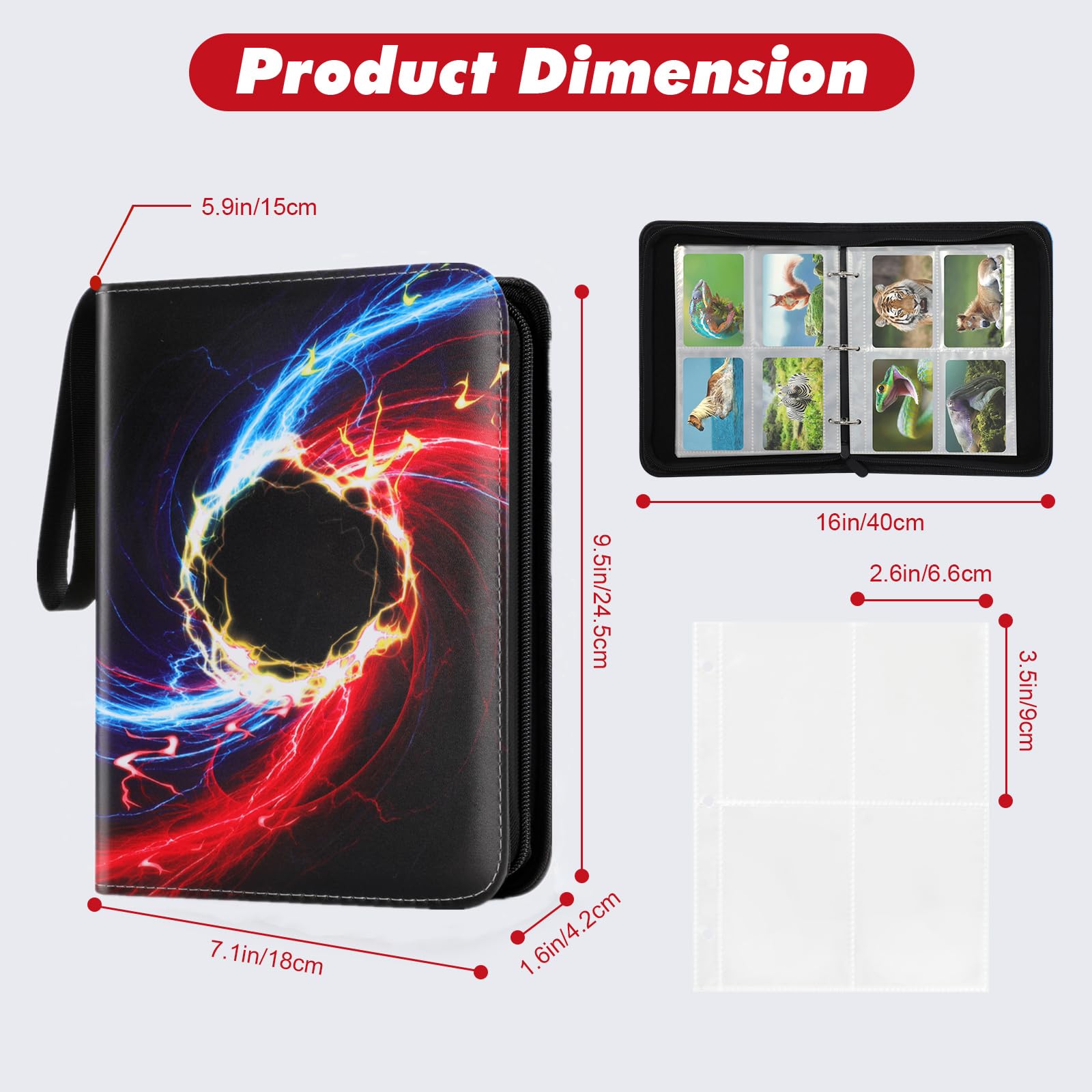 Premium 4-Pocket Trading Card Binder - Holds 400 Cards with 50 Removable Sleeves | Compatible with Pokemon, Football, TCG & Sports Cards | Durable Black Collector Album for Card Storage & Display | Perfect for Gaming Tournaments, Collectors & Card Trading Events