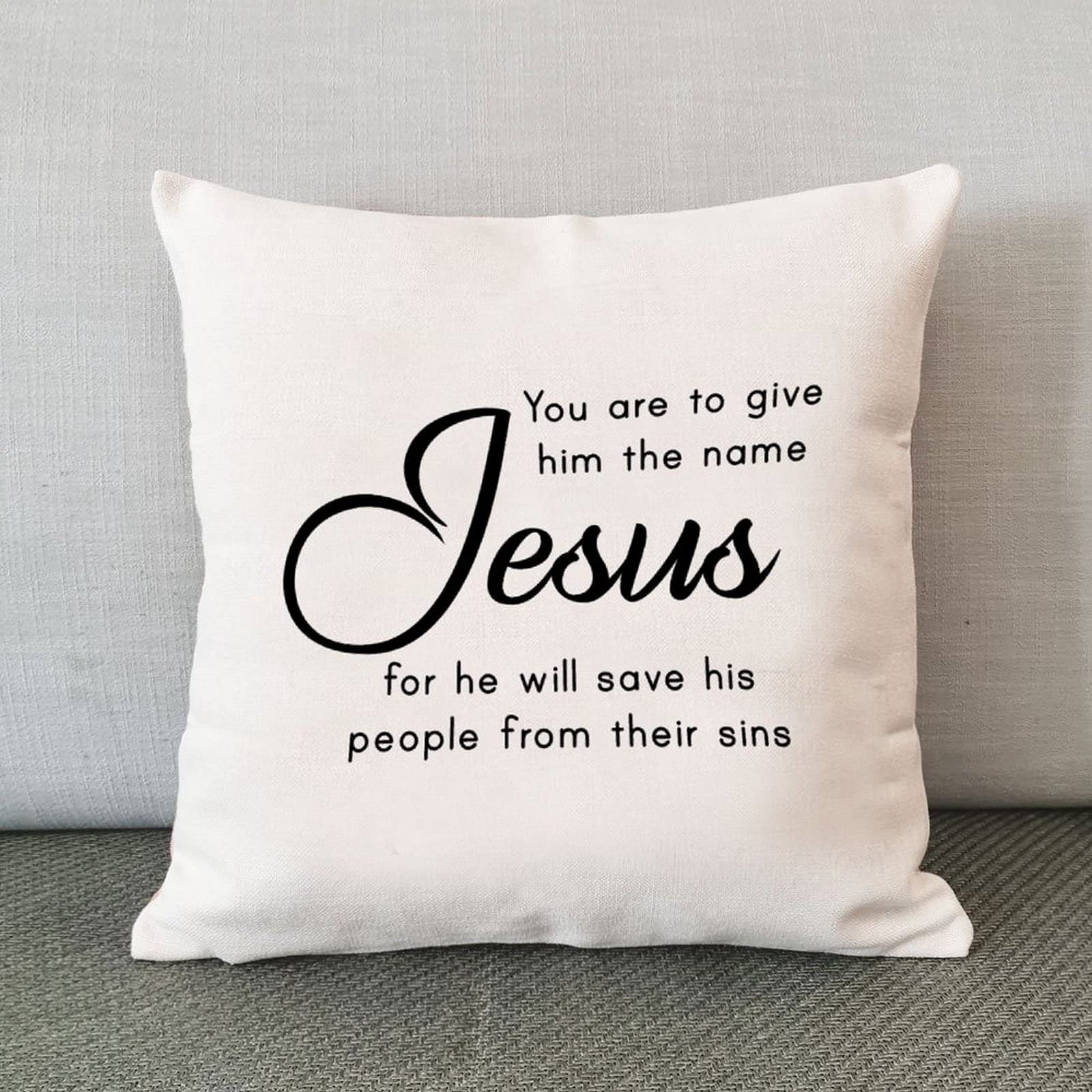 Jesus Bible Verse Pillow Cover - Religious Christmas Decor for Couch & Bedroom