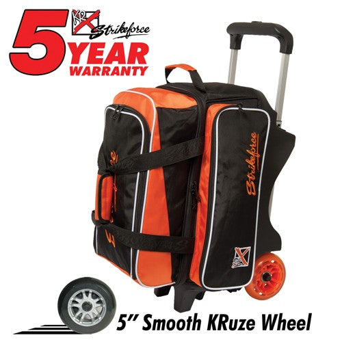 KR Strikeforce Krush 2 Ball Double Roller Bowling Bag - Orange & Black - Perfect for League Play & Tournaments - Durable & Stylish Bowling Accessory