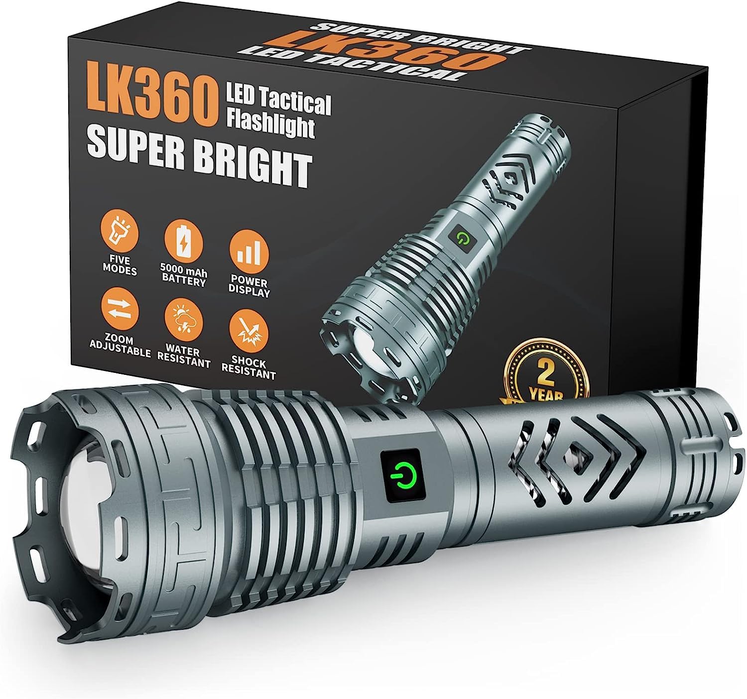 Dsstoc 500,000 Lumens Rechargeable LED Flashlight - Super Bright Waterproof Tactical Flashlight with 5 Modes & Zoomable Beam | Perfect for Camping, Hiking, Home Emergencies & Outdoor Adventures