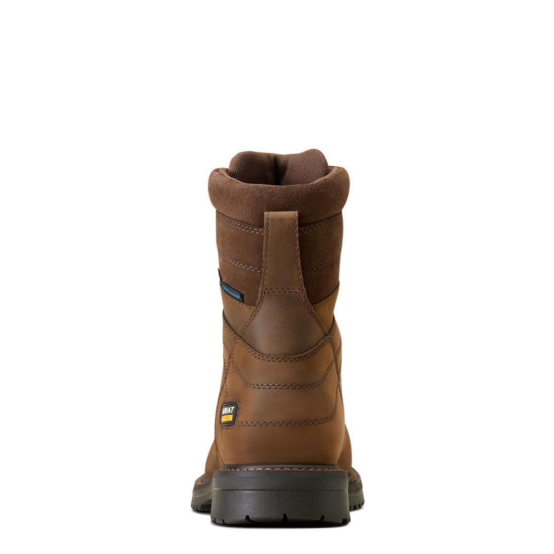 RigTEK 8 Inch Composite Toe CSA Certified Waterproof Work Boots for Men - Oil & Slip Resistant Safety Shoes - Ideal for Construction, Warehouse & Outdoor Work (Distressed Brown)