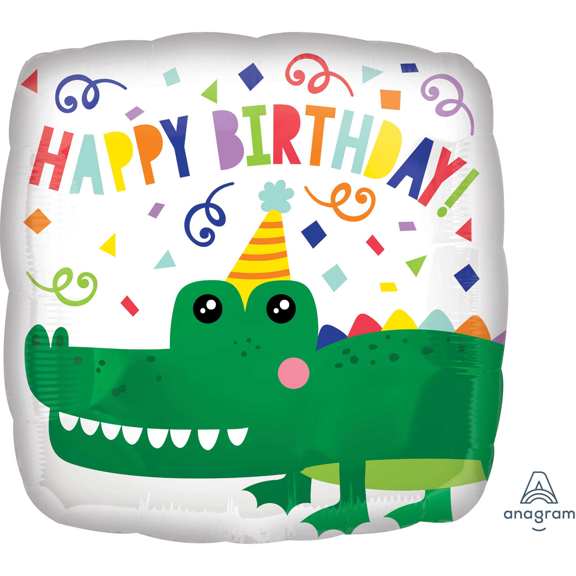 45cm Standard HX Gator Happy Birthday Balloon - Large Latex Alligator Balloons for Birthday Party Decorations, Baby Showers, Pool Parties & Tropical Themed Events