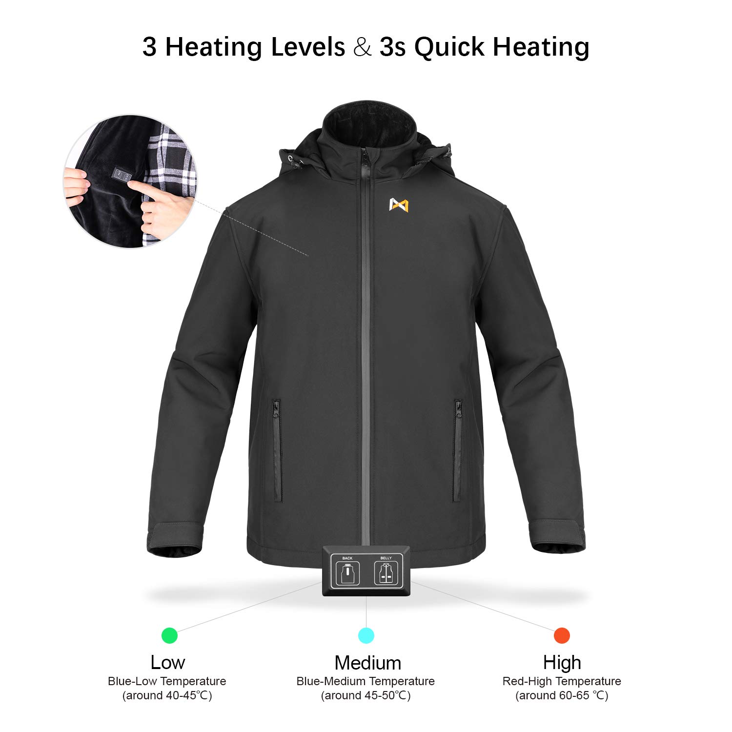 Heated Jacket for Men & Women - Winter Warm Electric Heated Coat with USB Charging - Perfect for Outdoor Activities, Camping, Hiking and Cold Weather