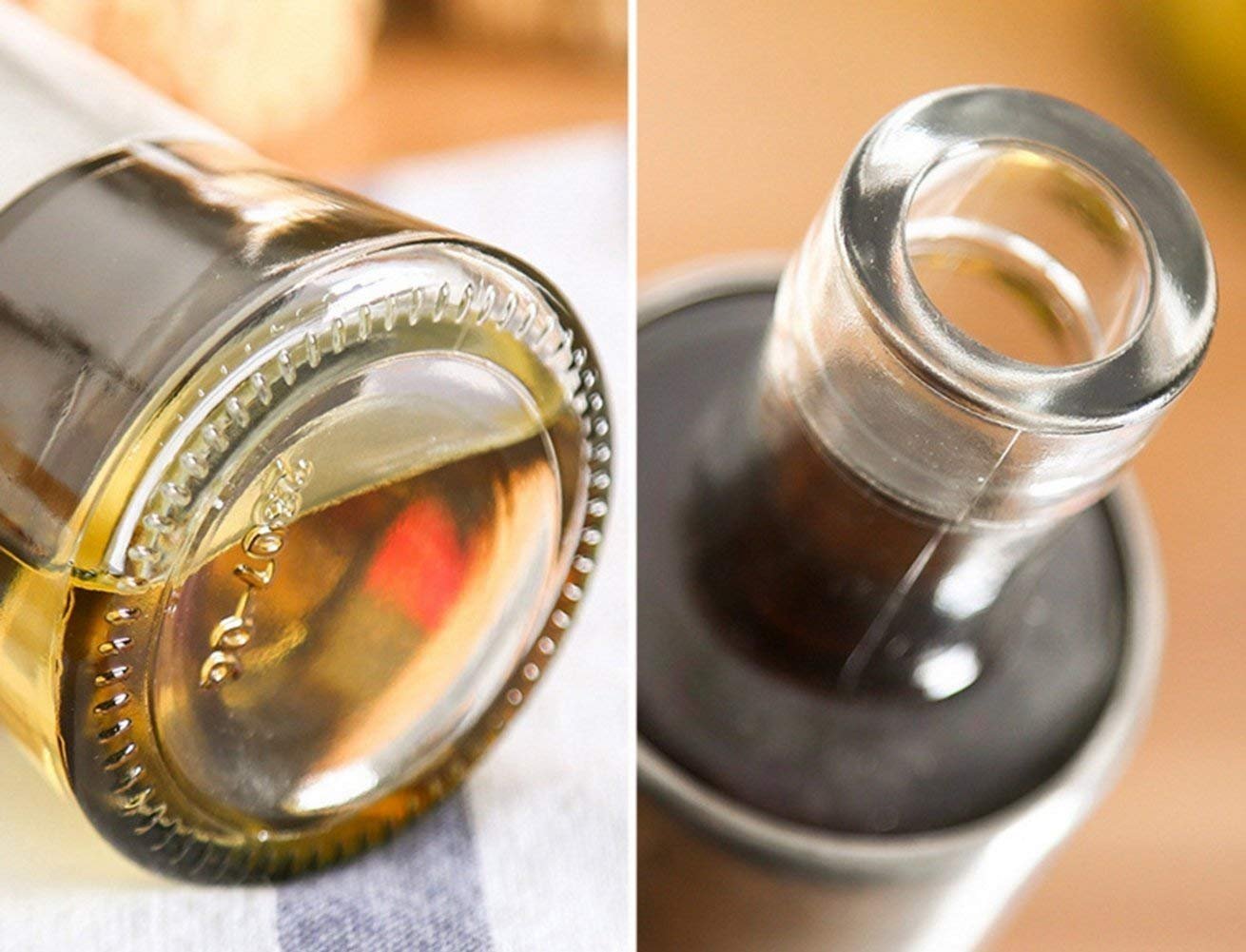 Premium Glass Oil and Vinegar Bottle Set with Stainless Steel Spout - 320ml Olive Oil Dispenser & Vinegar Cruet Set (26cm) - Perfect for Kitchen, Dining Table, and Gourmet Cooking