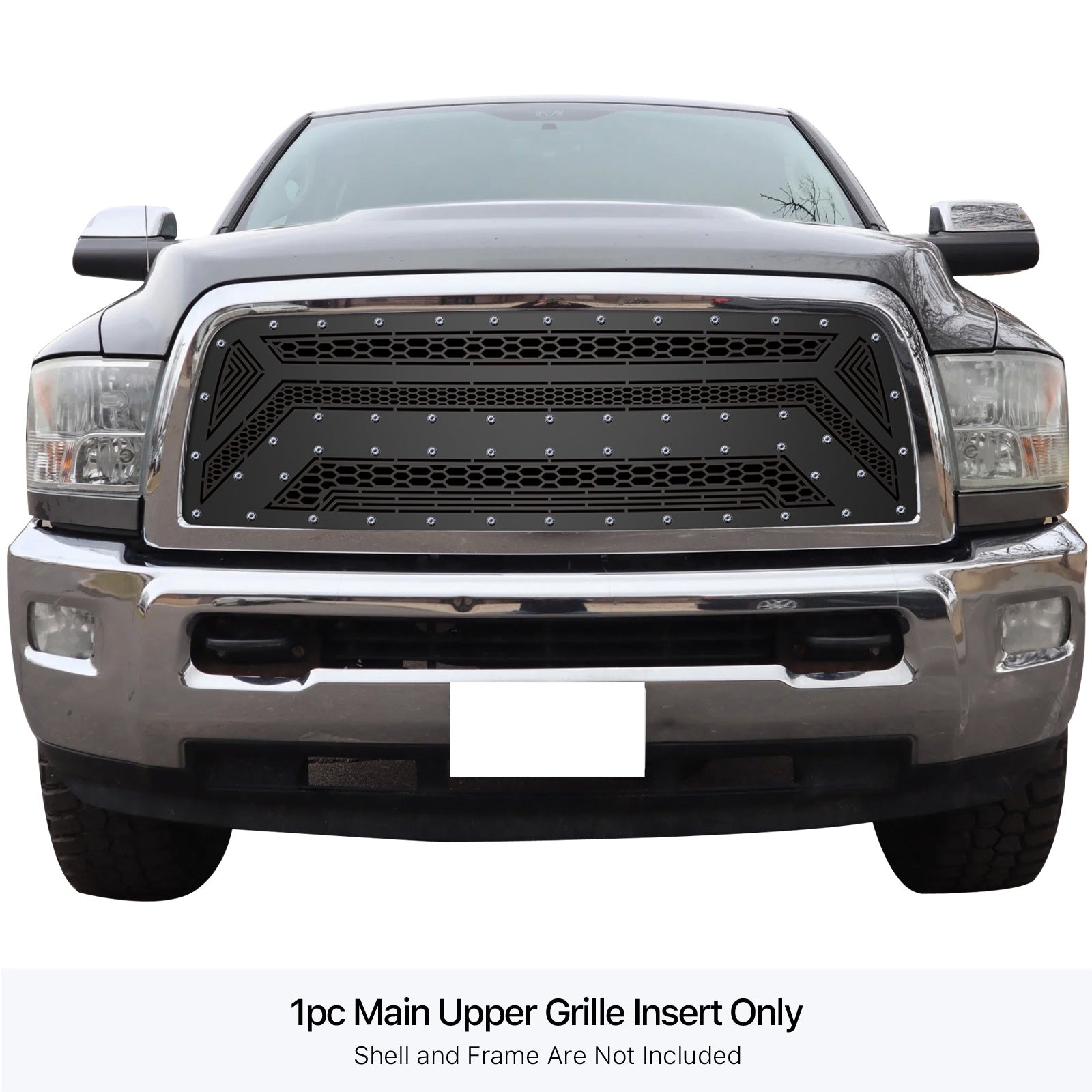 APS Stainless Steel Upper Grille for Dodge Ram 2500 & 3500 (2009-2012) - Heavy Duty Truck Replacement Part for Enhanced Style & Protection