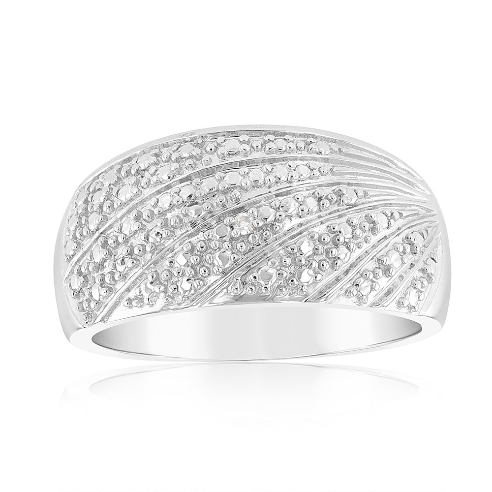 0.05Ct Sterling Silver Diamond Chain Ring for Women - Elegant Everyday Jewelry & Special Occasion Gift