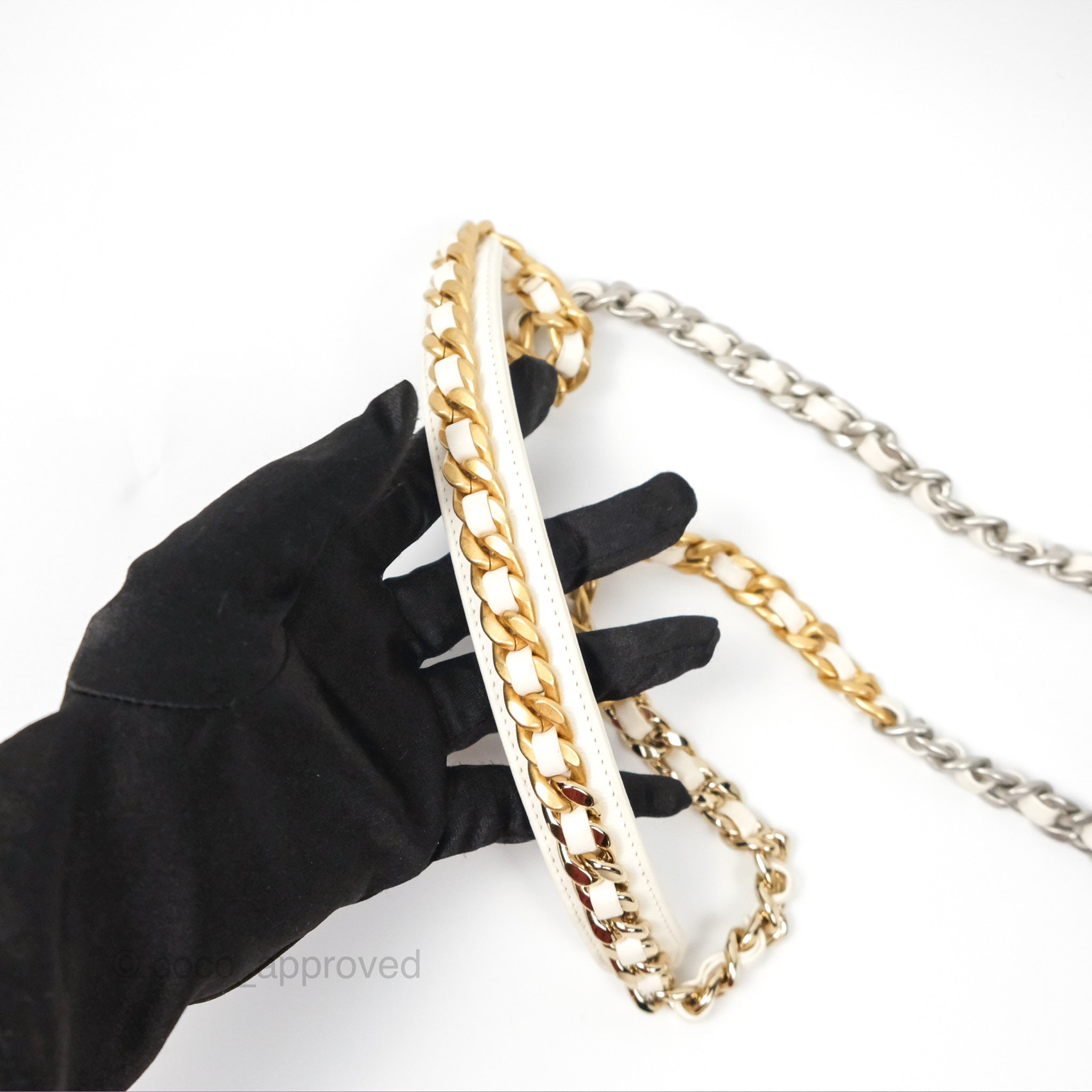 Chanel 19 Wallet on Chain WOC Crossbody Bag - White Leather with Mixed Gold & Silver Hardware | Perfect for Evening Out, Date Night & Special Occasions
