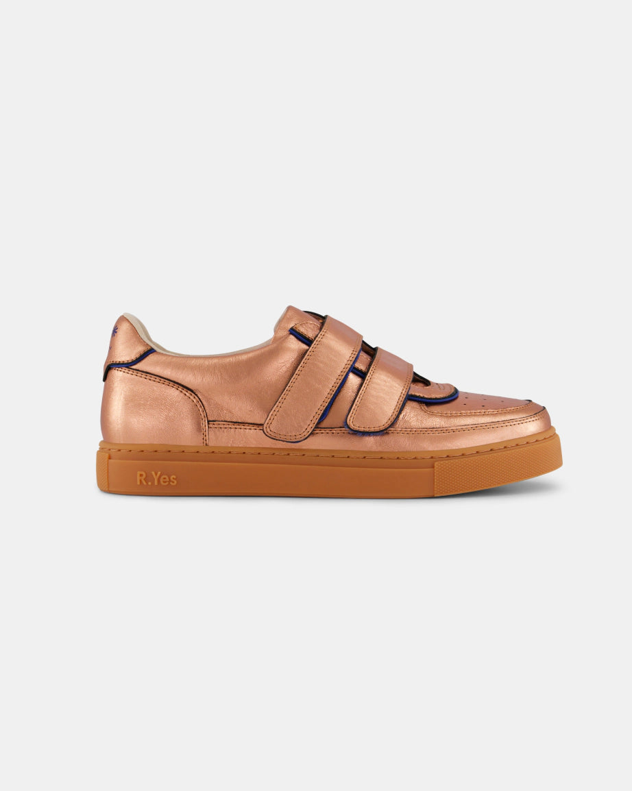 Journey 4.0 Velcro Sneakers for Women - Lightweight Walking Shoes with Metallic Apricot Finish | Perfect for Gym, Running, and Casual Wear