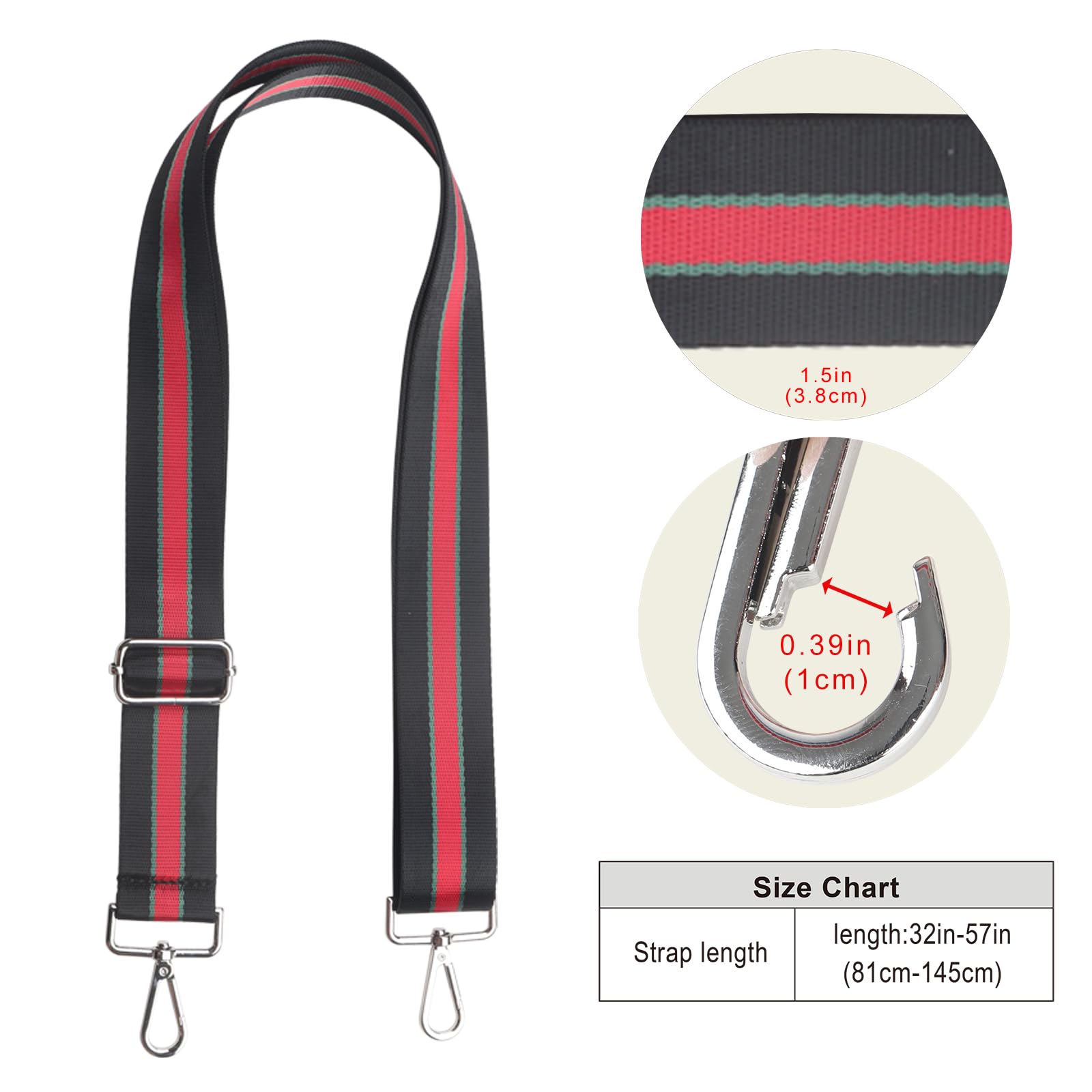 Wide Crossbody Shoulder Strap for Purses & Bags - Adjustable Replacement Purse Strap Extender Accessory (Fits Guitar Straps & Handbags) - Perfect for Travel, Shopping & Everyday Use