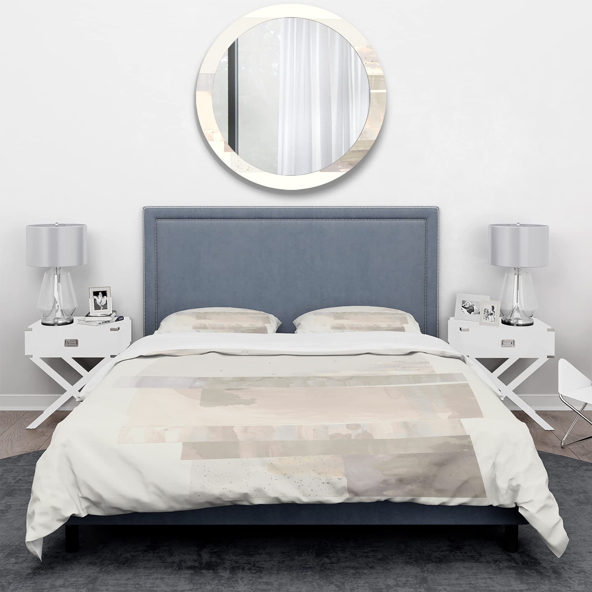 DesignQ Geometric Neutral Shabby Chic Duvet Cover Set - Twin Size Brown Abstract Bedding (3-Piece) | All-Season Comfort for Bohemian & Farmhouse Bedroom Decor