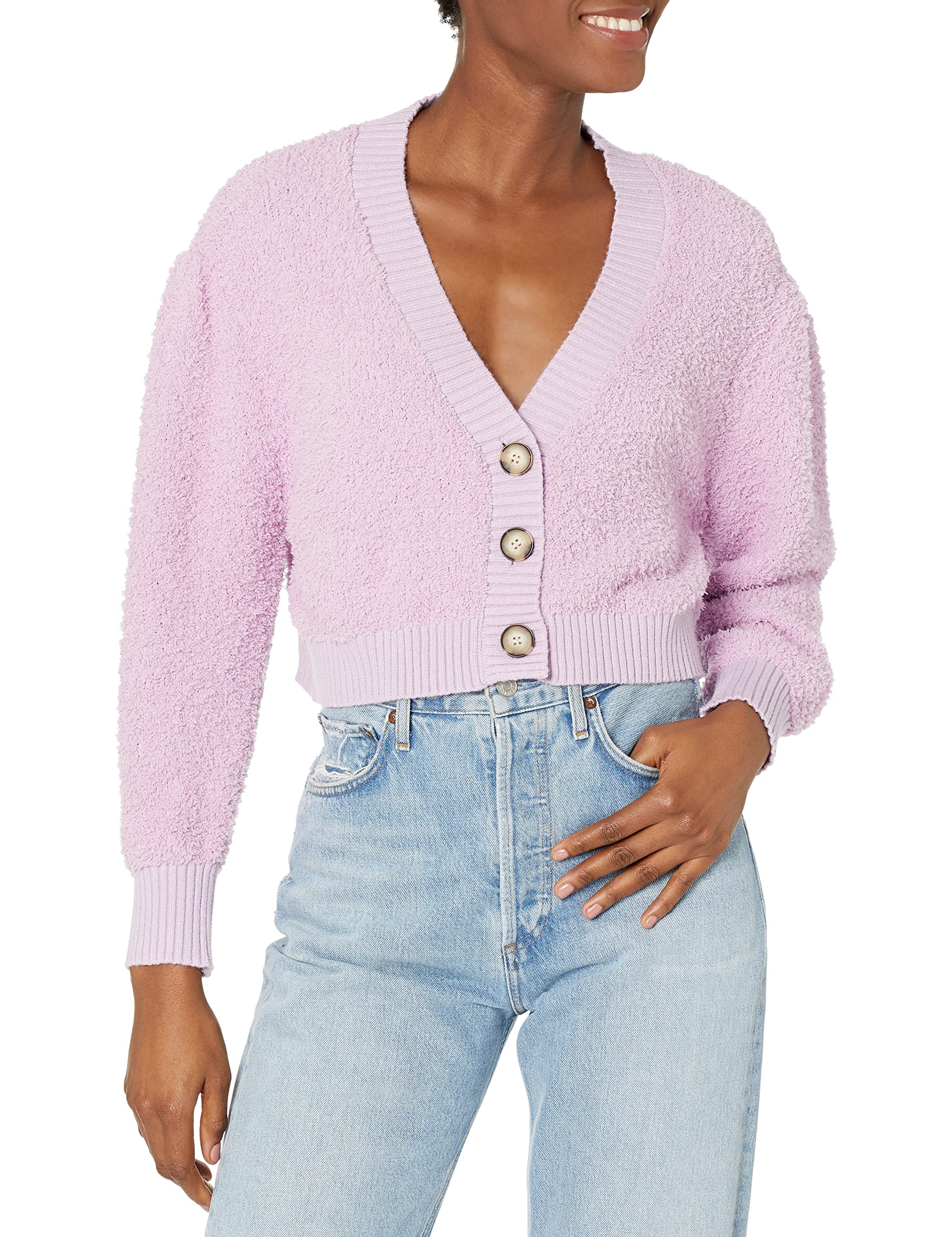 KENDALL + KYLIE Women's Popcorn Cropped Cardigan - Soft Knit Open Front Sweater for Fall & Winter | Perfect for Casual Outfits, Layering & Cozy Evenings