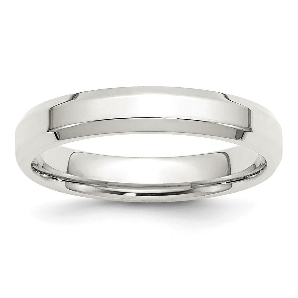Diamond2Deal 925 Sterling Silver 4mm Bevel Edge Wedding Band Ring for Men & Women - Classic Comfort Fit Wedding Ring for Engagement, Anniversary, and Everyday Wear