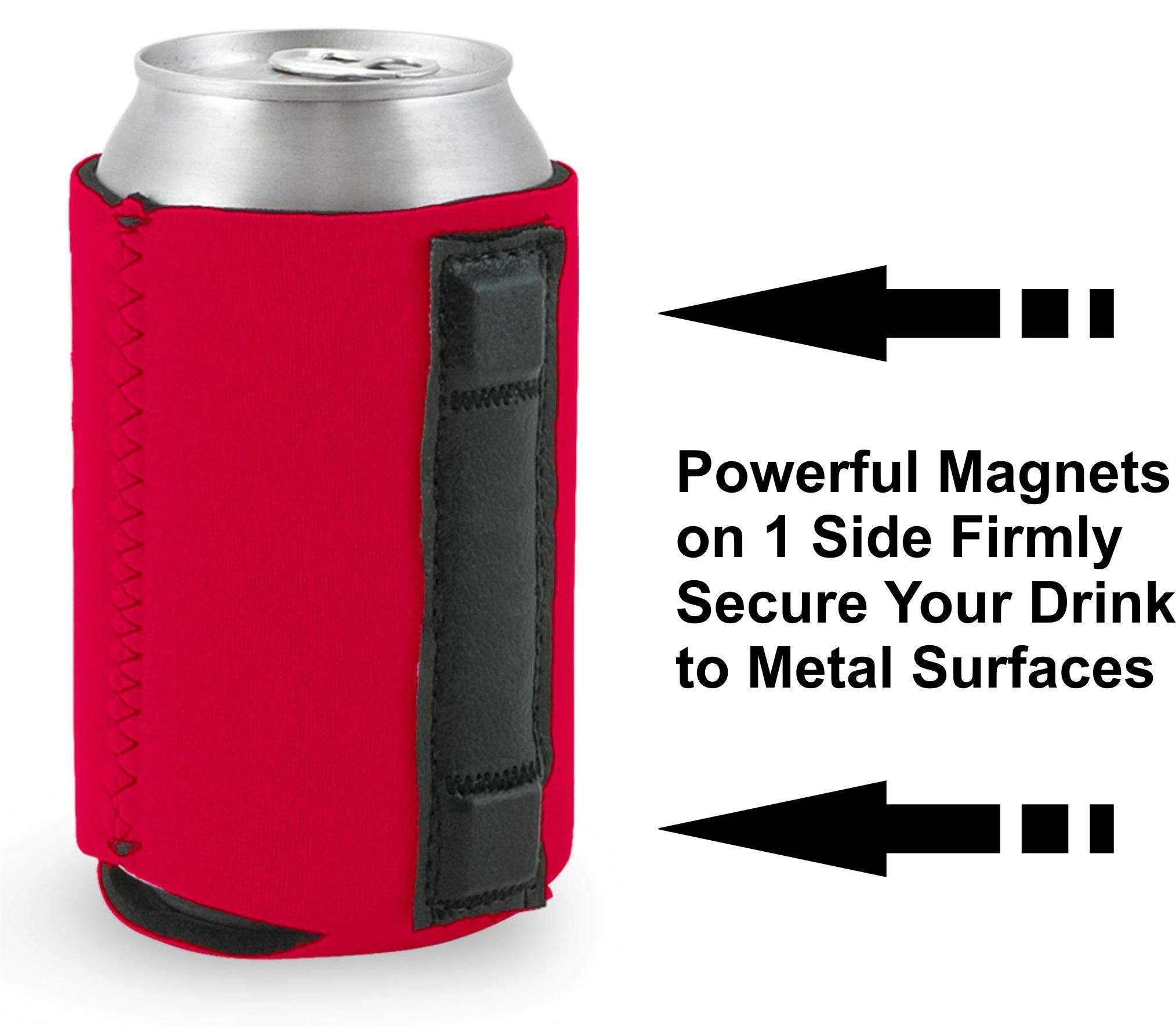 Fck It Funny Magnetic Can Cooler - Red Insulated Beer Can Holder for Drinks & Beverages - Perfect for Parties, BBQs, and Outdoor Events