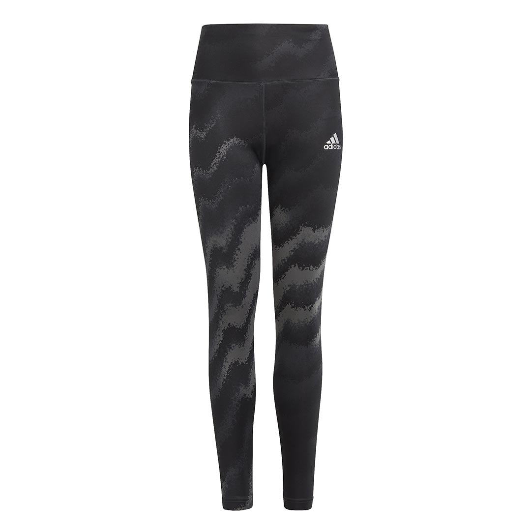 Adidas Girls' Dance AEROREADY High Waist Printed Tights (HR5814) - Moisture-Wicking Junior Yoga Pants for Dance, Gym & Workout - Perfect for Ballet, Fitness & Activewear