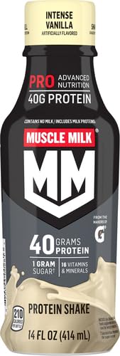 Muscle Milk Pro Series Intense Vanilla Protein Shake - 14 Fl Oz for Post-Workout Recovery & Muscle Growth | Gym Essentials for Athletes & Fitness Enthusiasts