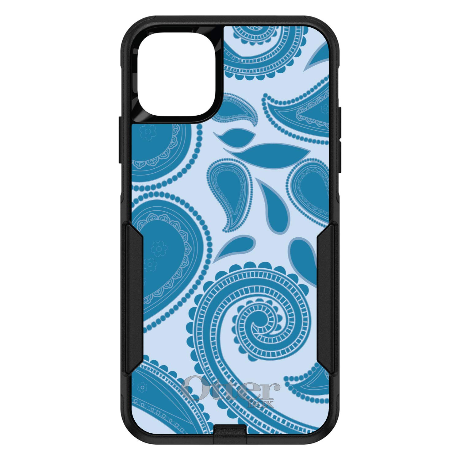 DistinctInk iPhone 13 Pro MAX Case (6.7 Inch) - Shockproof Protective Cover with Blue Paisley Design - Durable Replacement for OtterBox Commuter Series - Perfect for Outdoor Activities, Travel & Daily Protection