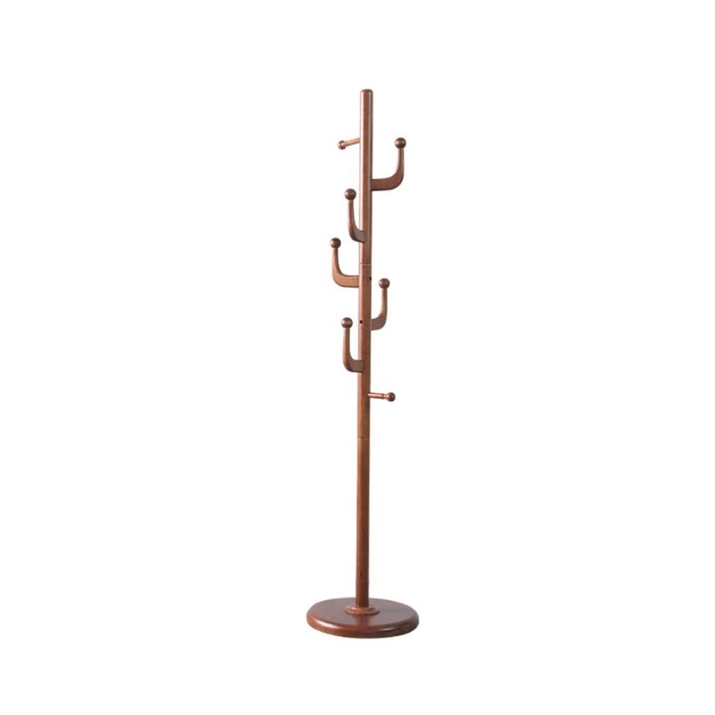 MEING Free Standing Wooden Coat Rack with 7 Hooks - Entryway Hall Tree for Jackets, Purses, Hats & Scarves | Walnut Finish | Perfect for Home, Parlor & Office Organization