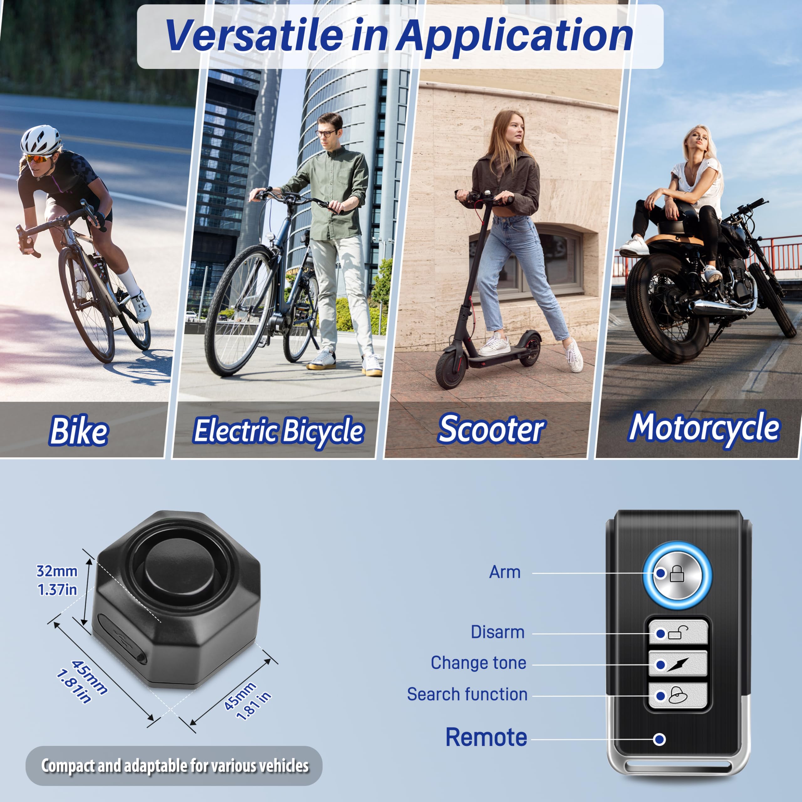 Best Bike Alarm for Ebikes & Electric Scooters - Wireless Anti-Theft System with Motion Sensor & Waterproof Vibration Alert - Perfect for Urban Commuting, Parking Security & Outdoor Adventures