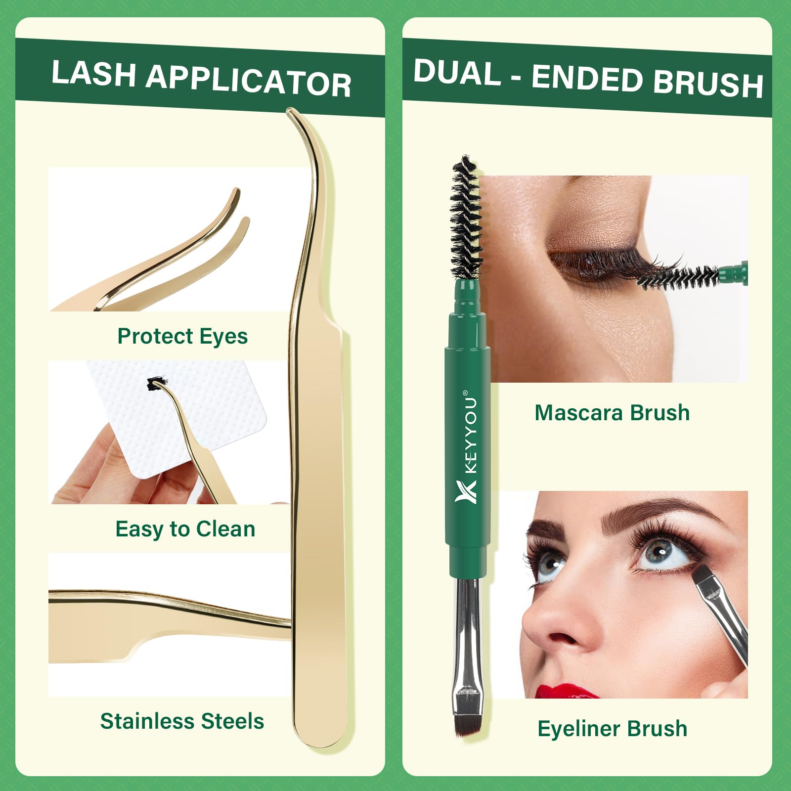 KEYYOU DIY Lash Extension Kit - 144pcs Lash Clusters with Mascara Brush, Bond & Seal, Glue Remover, Applicators & Clean Pad - Professional Eyelash Extension Set for Home Salon Use (Y01 Kit) | Perfect for Bridal, Party & Everyday Glam Looks