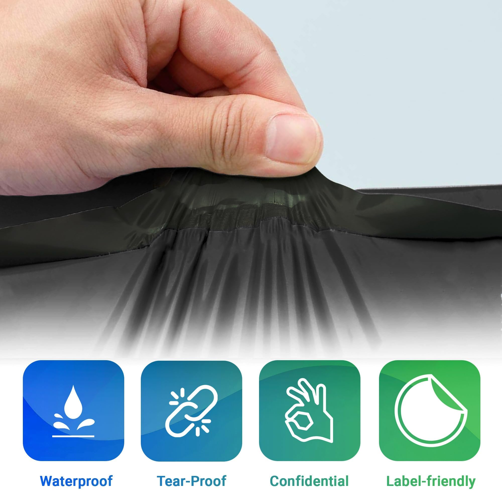 500 Pack Black Poly Mailers 12x15.5 Inch - 3.2 Mil Waterproof Stretchy Shipping Bags for Clothing, Towels & Apparel | Durable Mailing Envelopes for Ecommerce, Online Stores & Small Business Shipping