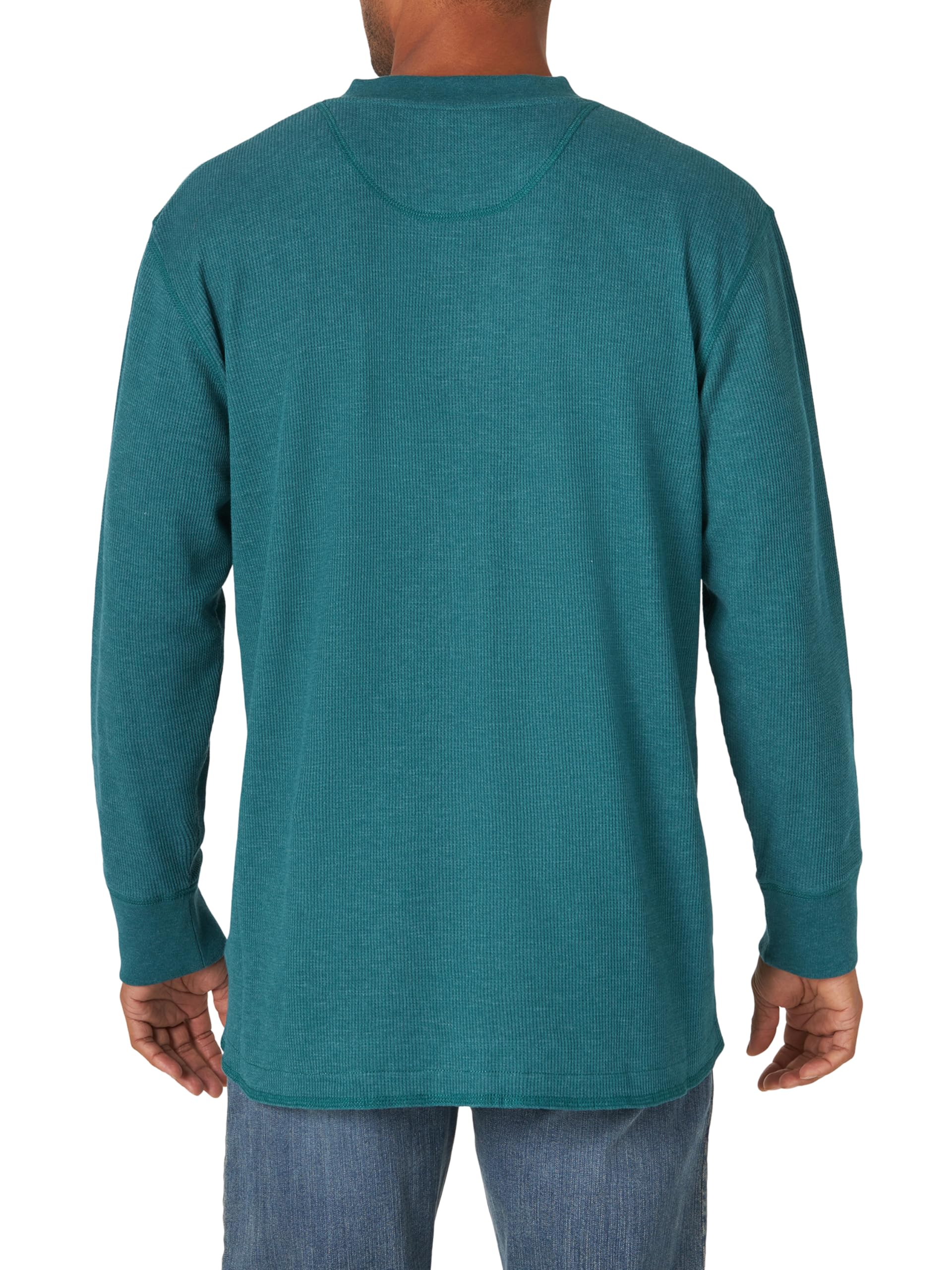 Wrangler Authentics Men's Long Sleeve Waffle Henley Shirt - Soft Thermal Cotton, Relaxed Fit, Button Front - Perfect for Casual Wear, Outdoor Activities & Layering in Cold Weather