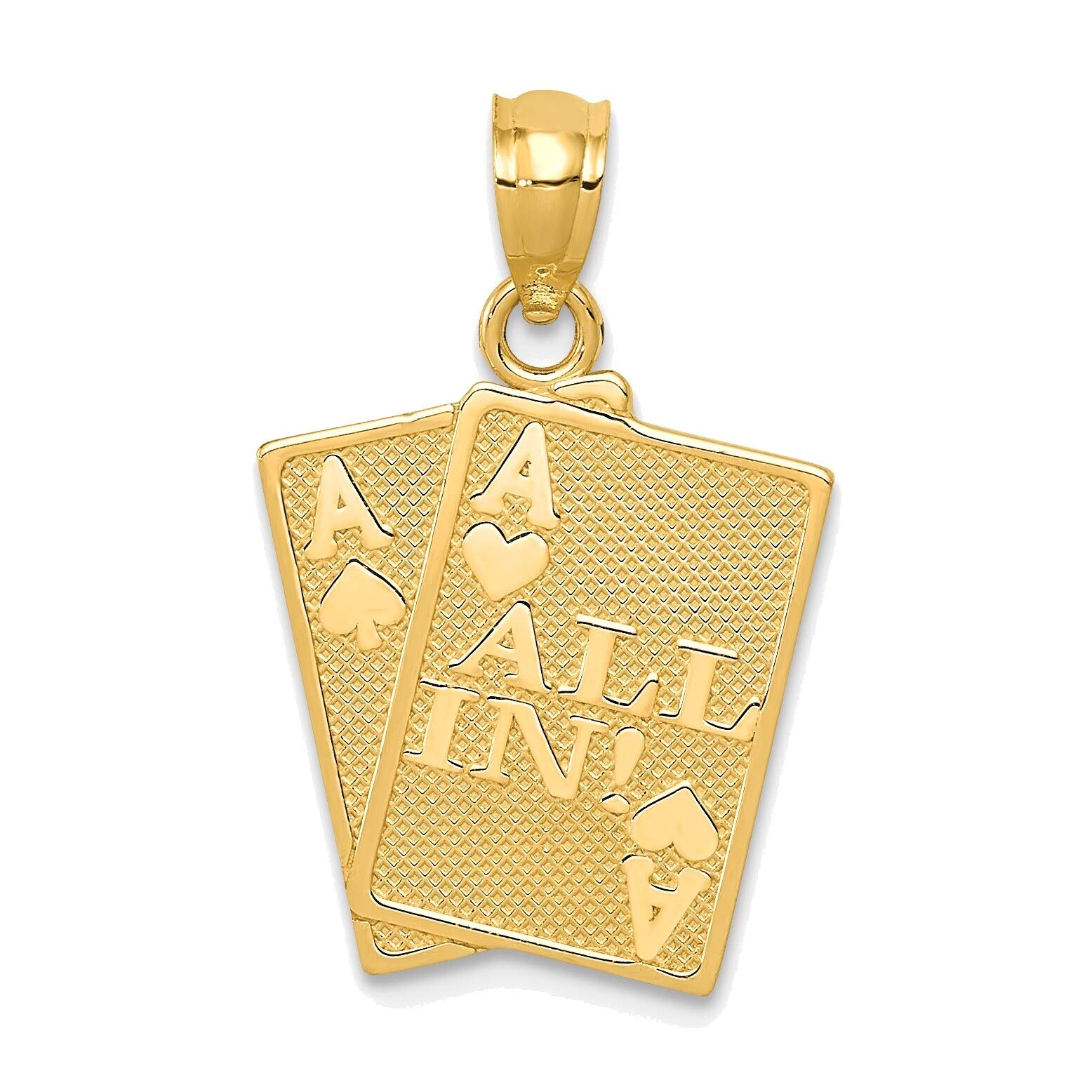 Bonyak 14K Yellow Gold Ace of Hearts & Spades Playing Card Pendant - Perfect for Poker Lovers & Casino-Themed Jewelry Gifts