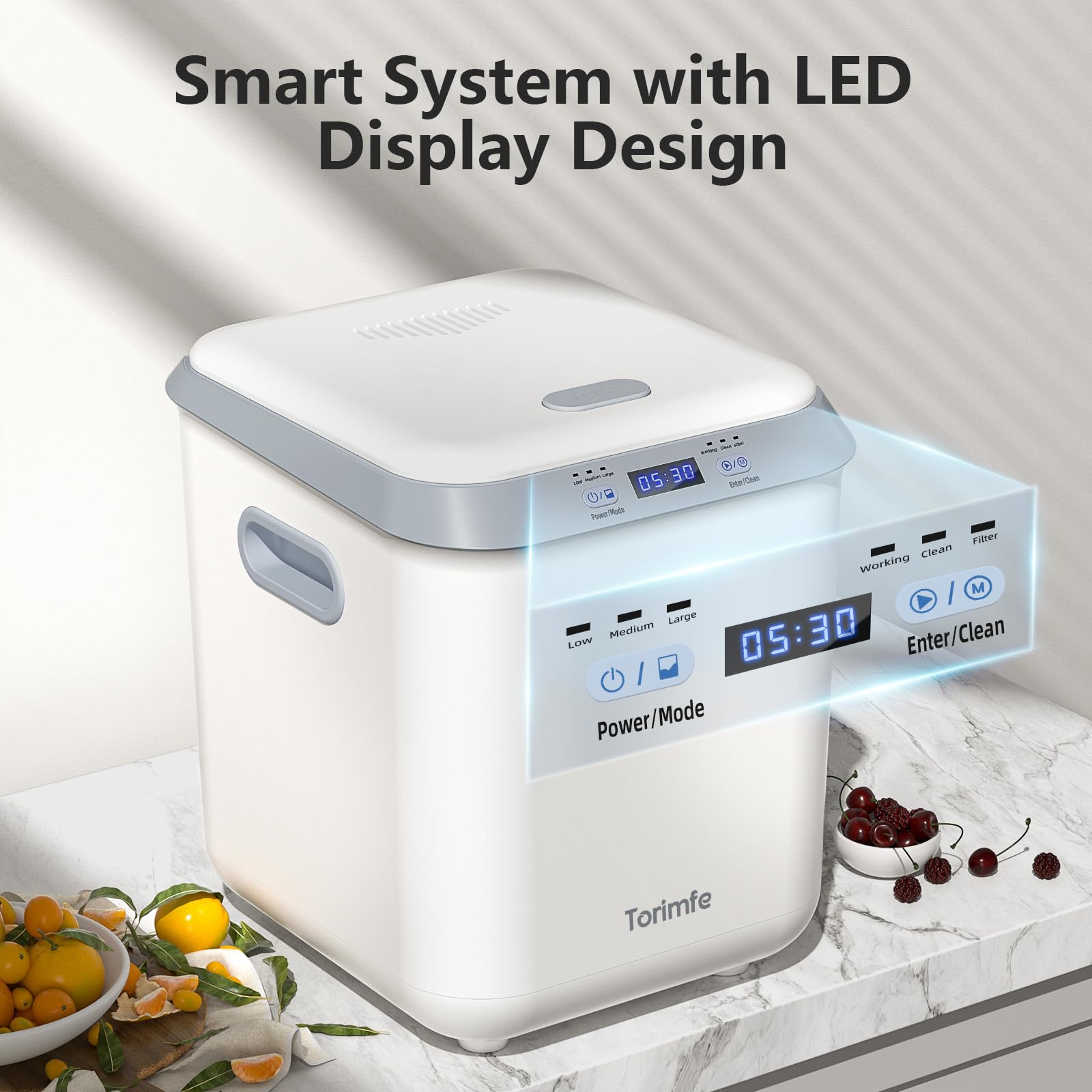 Smart Electric Kitchen Composter 2.5L - Odorless Food Waste Recycling Bin with Auto-Cleaning & Upgraded Grinding Blades - Indoor Countertop Compost Machine for Organic Waste to Pre-Compost - Perfect for Eco-Friendly Homes, Small Gardens & Sustainable Living