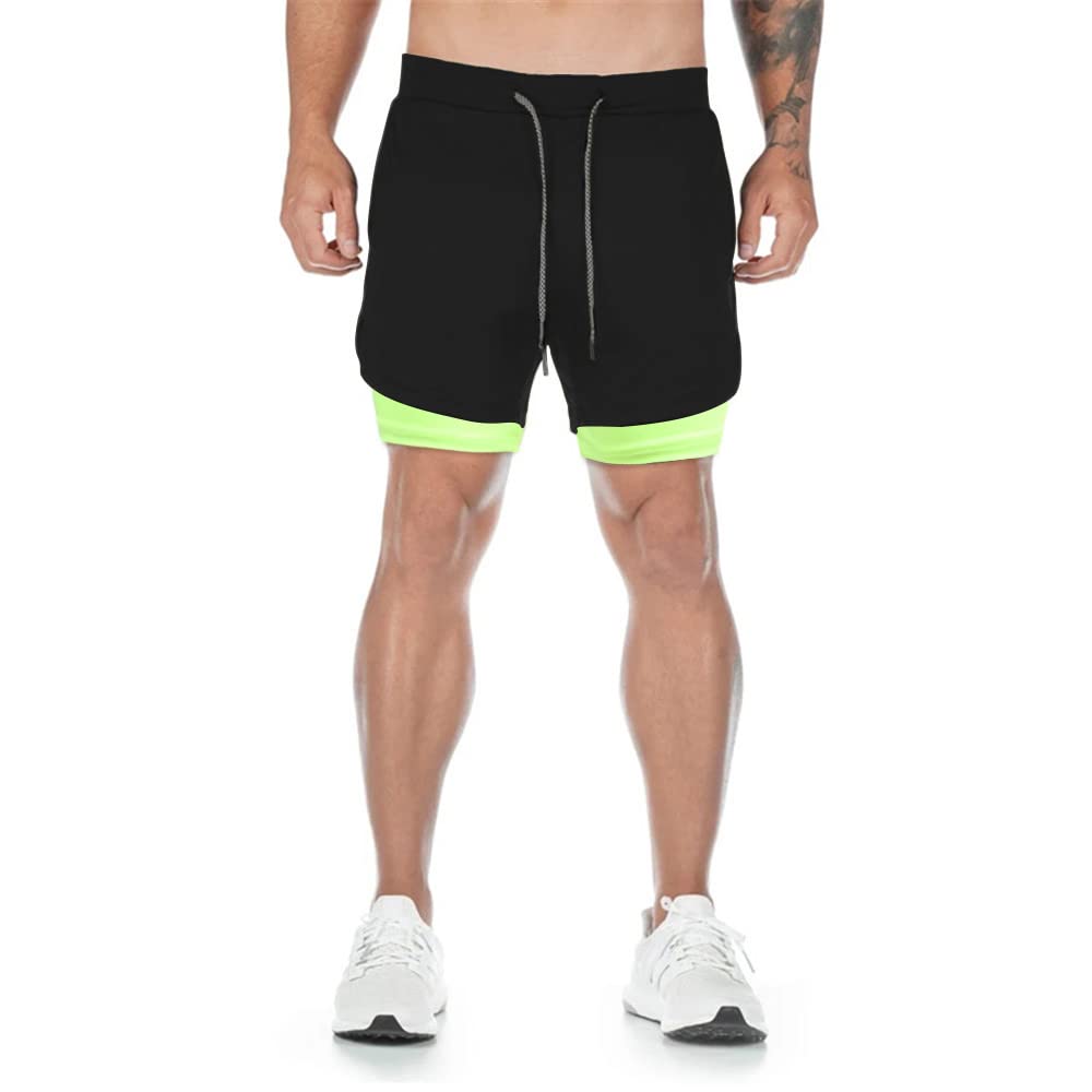 Surenow Men's Running Shorts - 2-in-1 Workout Shorts with Liner for Gym, Yoga & Outdoor Sports | 7-Inch Breathable Athletic Shorts for Running, Training & Active Lifestyle
