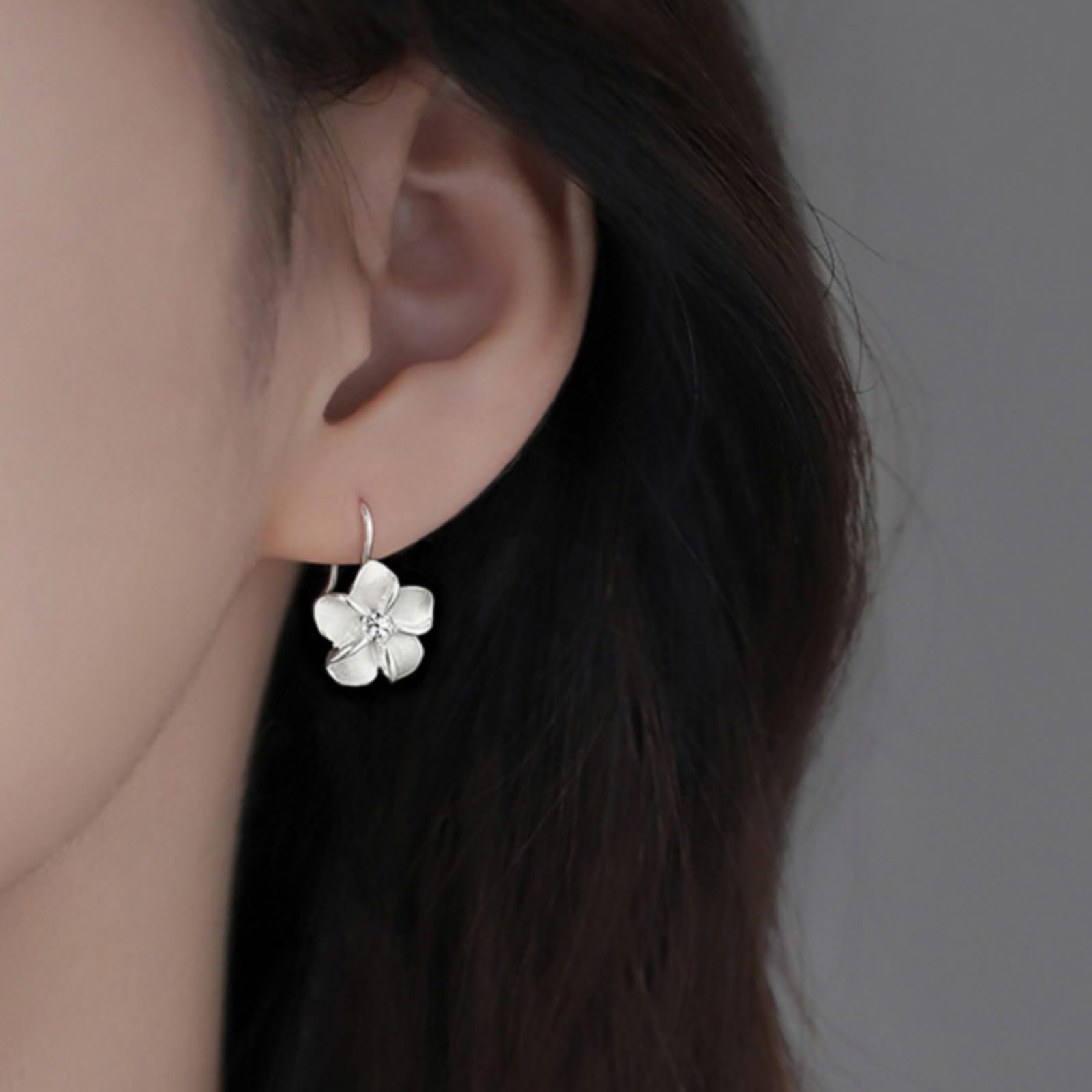 925 Sterling Silver Plumeria Flower Stud Earrings for Women - Hypoallergenic Cubic Zirconia Jewelry Set | Cute Floral Earrings for Birthday, Christmas Gifts | Perfect for Weddings, Parties & Everyday Wear