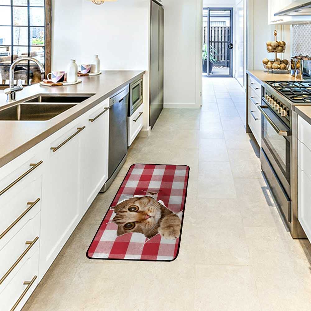 Anti-Fatigue Kitchen Mat with British Cat Design - Soft Absorbent Standing Mat for Comfort - 39x20 Inch Runner Rug for Hallway, Entryway, Bathroom & Bedroom - Perfect for Home, Office & High-Traffic Areas