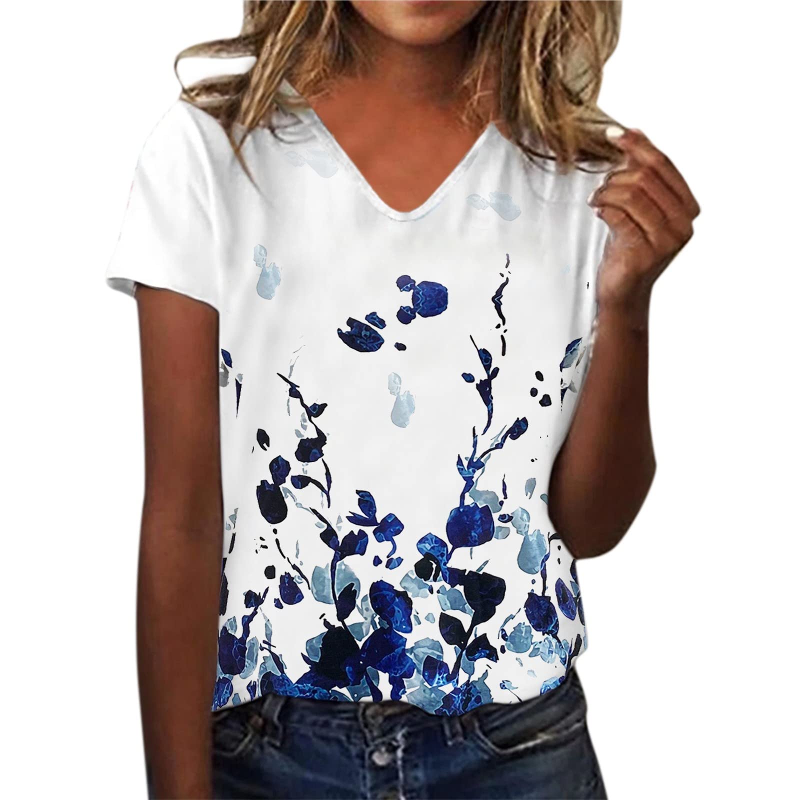Women's Floral Printed Short Sleeve Crew Neck T-Shirt - Business Casual Summer Top for Work & Office Wear | Perfect for Professional Outfits, Daily Commute & Smart Casual Occasions