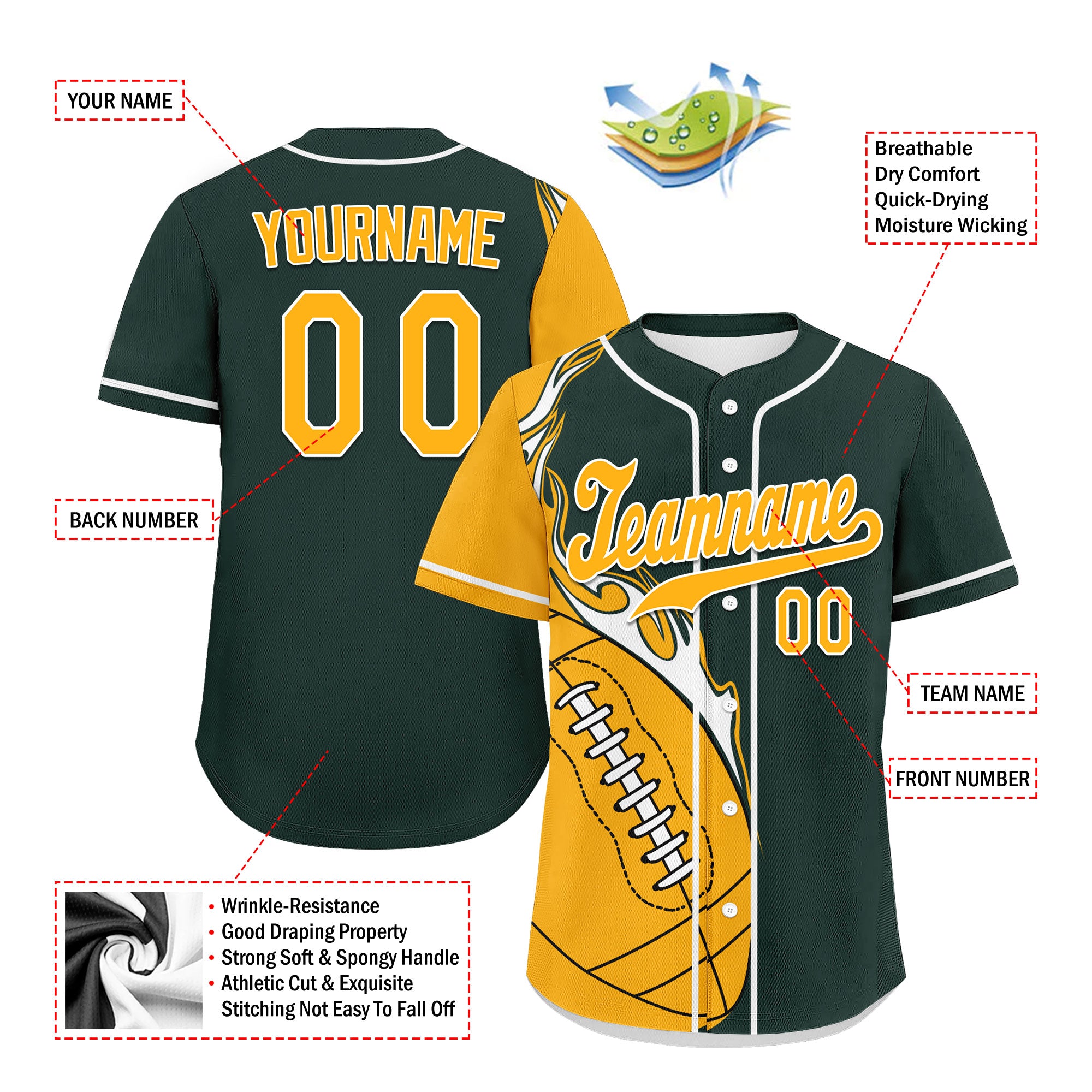 Custom Green & Yellow Vintage Baseball Jersey - Personalized Authentic MLB Style Jersey UN002 D0b0a00 - Perfect for Baseball Games, Team Uniforms & Fan Apparel