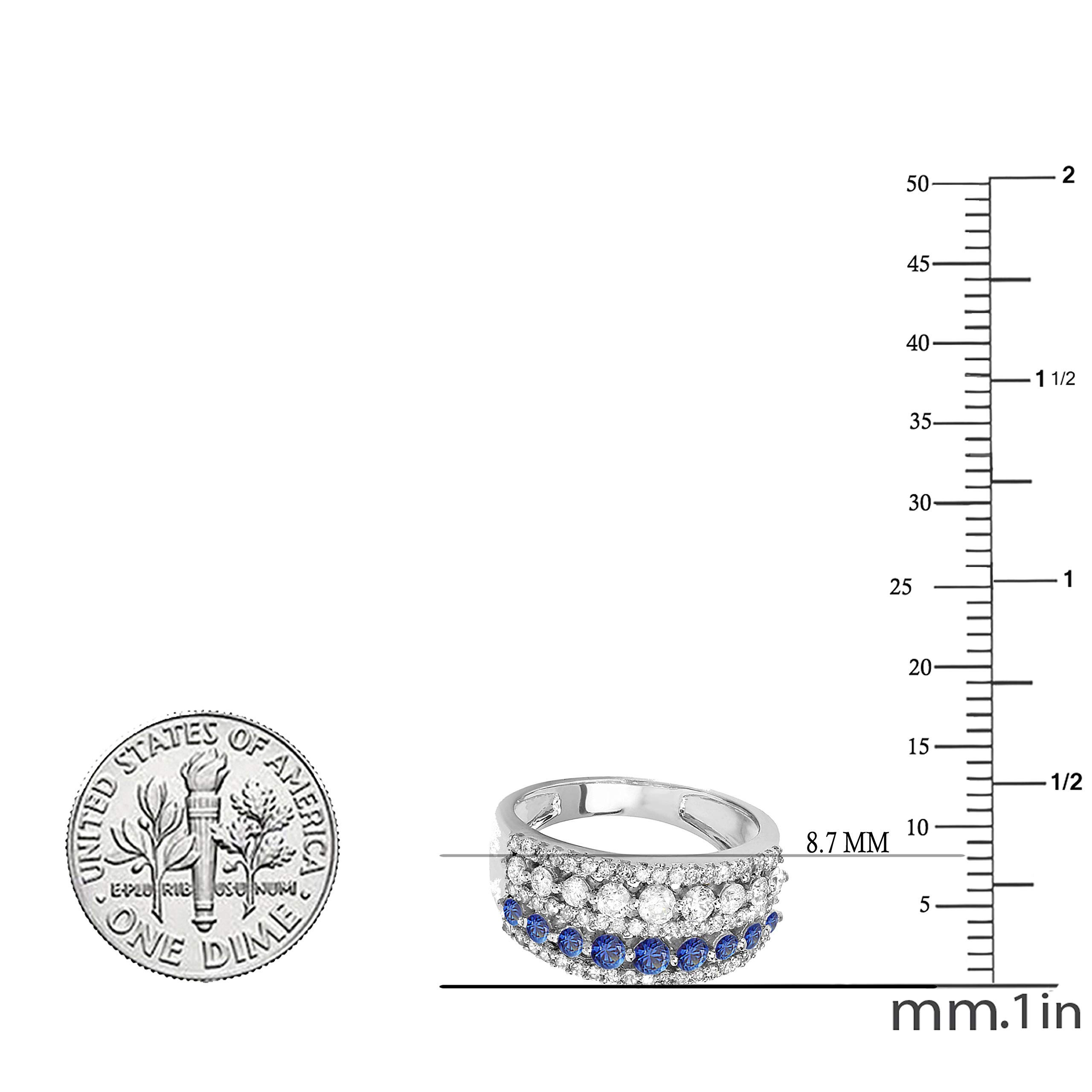 10K Solid White Gold Round Blue Sapphire & Diamond Women's Anniversary Wedding Band Ring – Elegant Gift for Her, Perfect for Engagements, Anniversaries & Special Occasions
