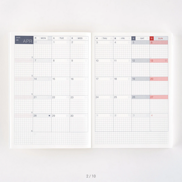 Hobonichi Techo 2025 English Planner - A5 Size Daily Journal with January Start (Monday) for Work, School & Personal Organization